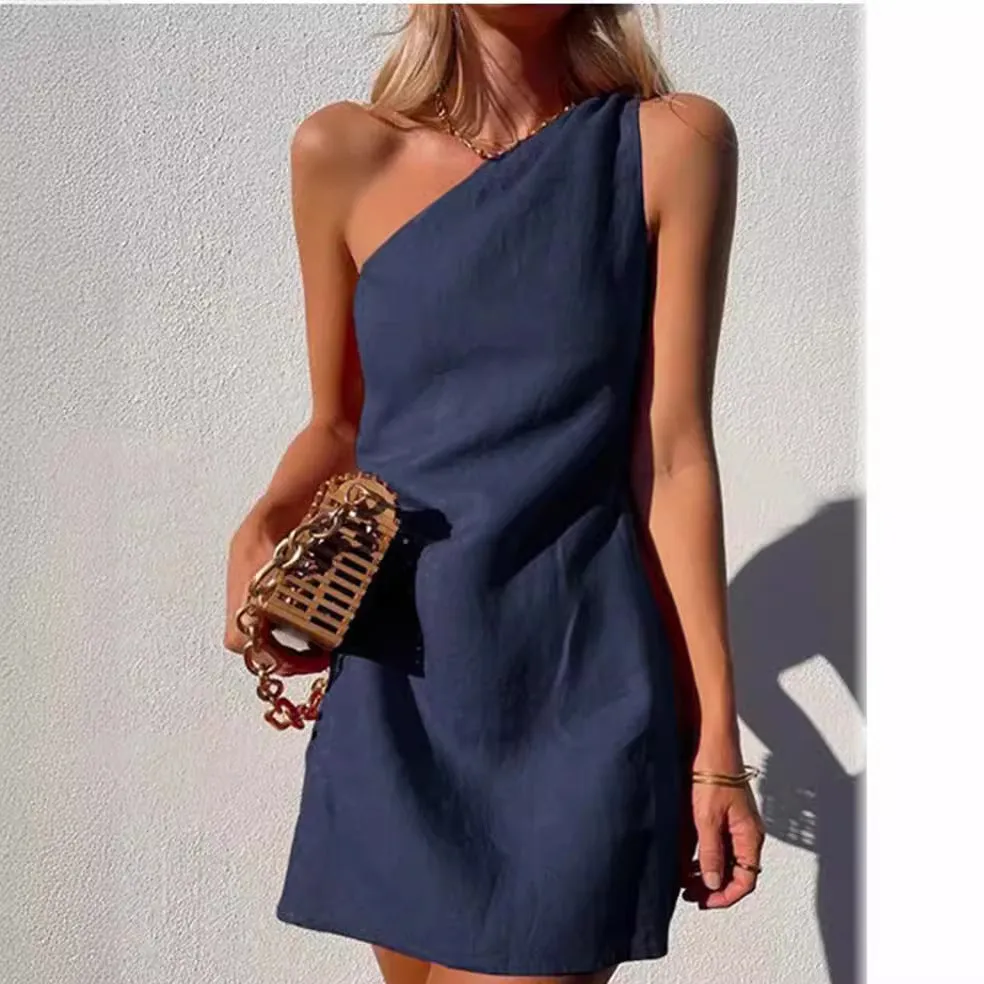 Amozae-hoco dresses  mini uggs outfit Wishl New Women's Clothing New Solid Color Slim Temperament Commuter Shoulder Dress