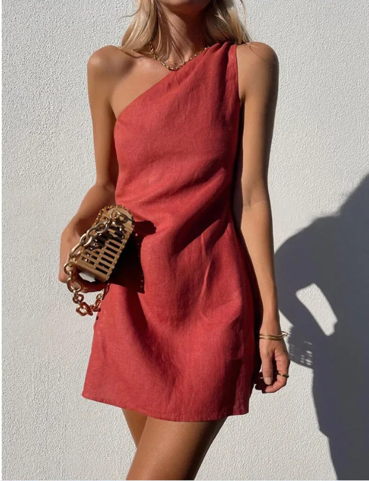Amozae-hoco dresses  mini uggs outfit Wishl New Women's Clothing New Solid Color Slim Temperament Commuter Shoulder Dress