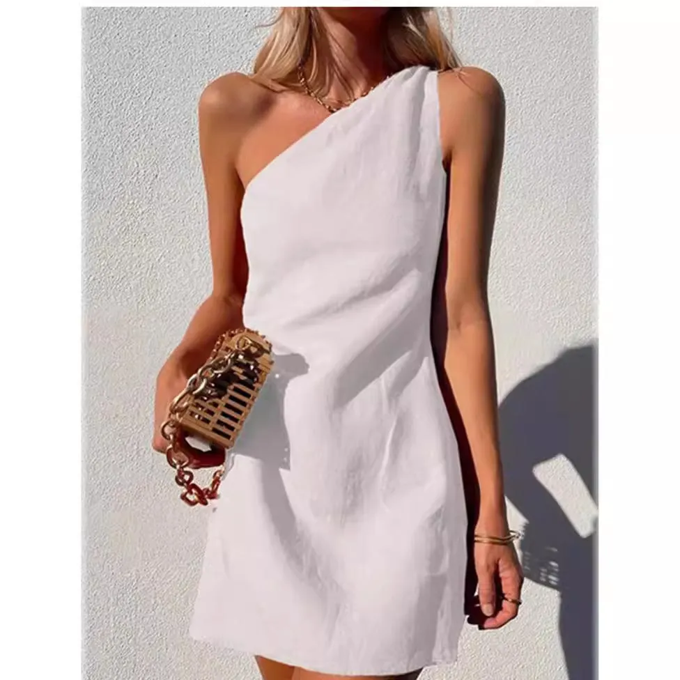 Amozae-hoco dresses  mini uggs outfit Wishl New Women's Clothing New Solid Color Slim Temperament Commuter Shoulder Dress