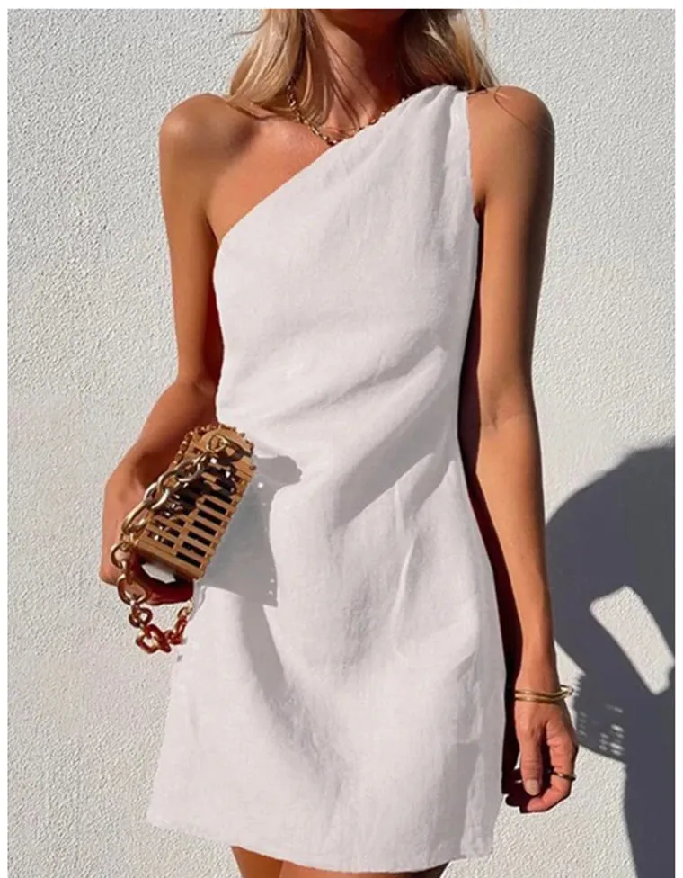 Amozae-hoco dresses  mini uggs outfit Wishl New Women's Clothing New Solid Color Slim Temperament Commuter Shoulder Dress