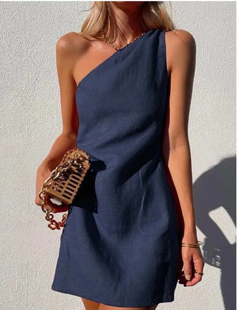 Amozae-hoco dresses  mini uggs outfit Wishl New Women's Clothing New Solid Color Slim Temperament Commuter Shoulder Dress