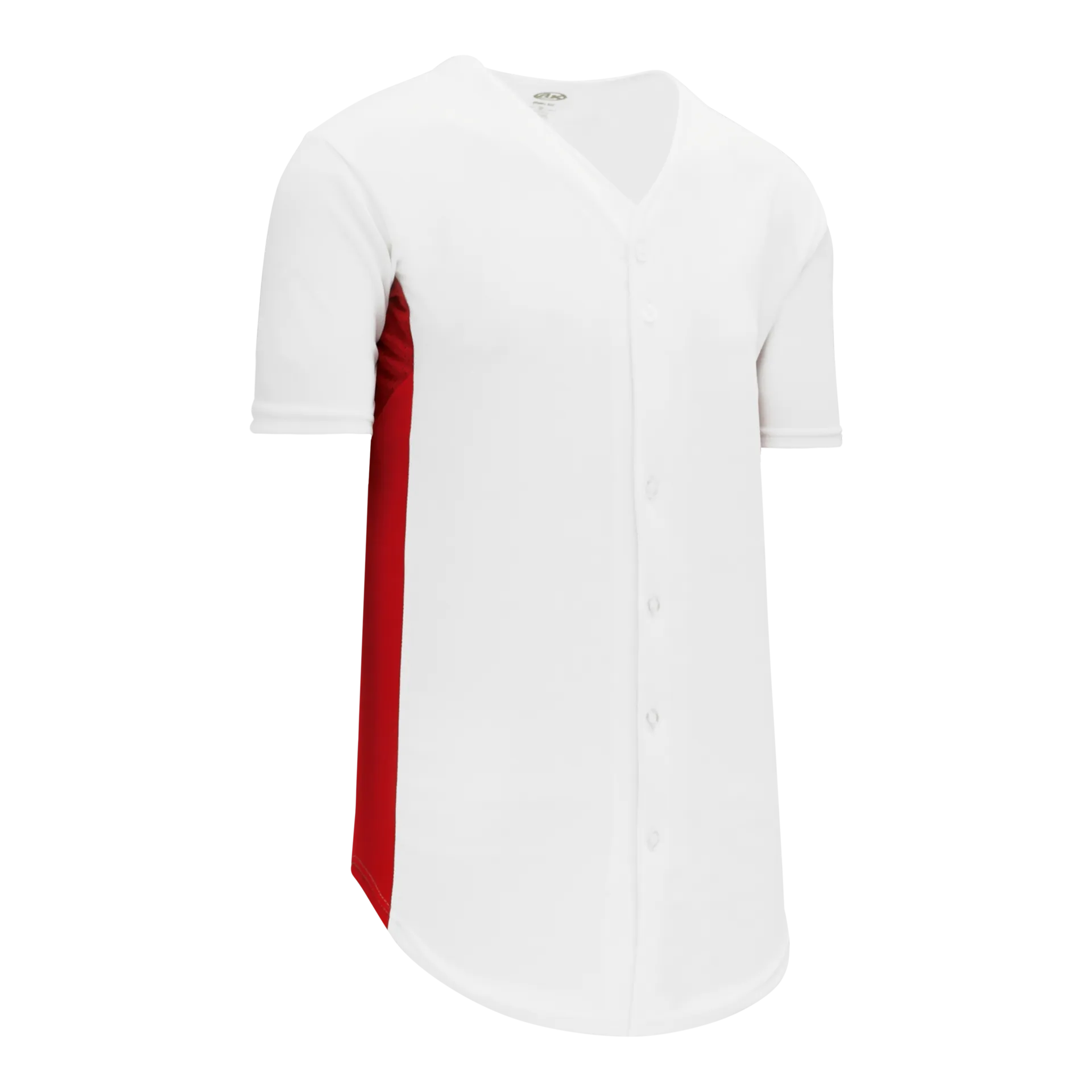Athletic Knit Full Button Baseball Jersey With Contrast Mesh Inserts