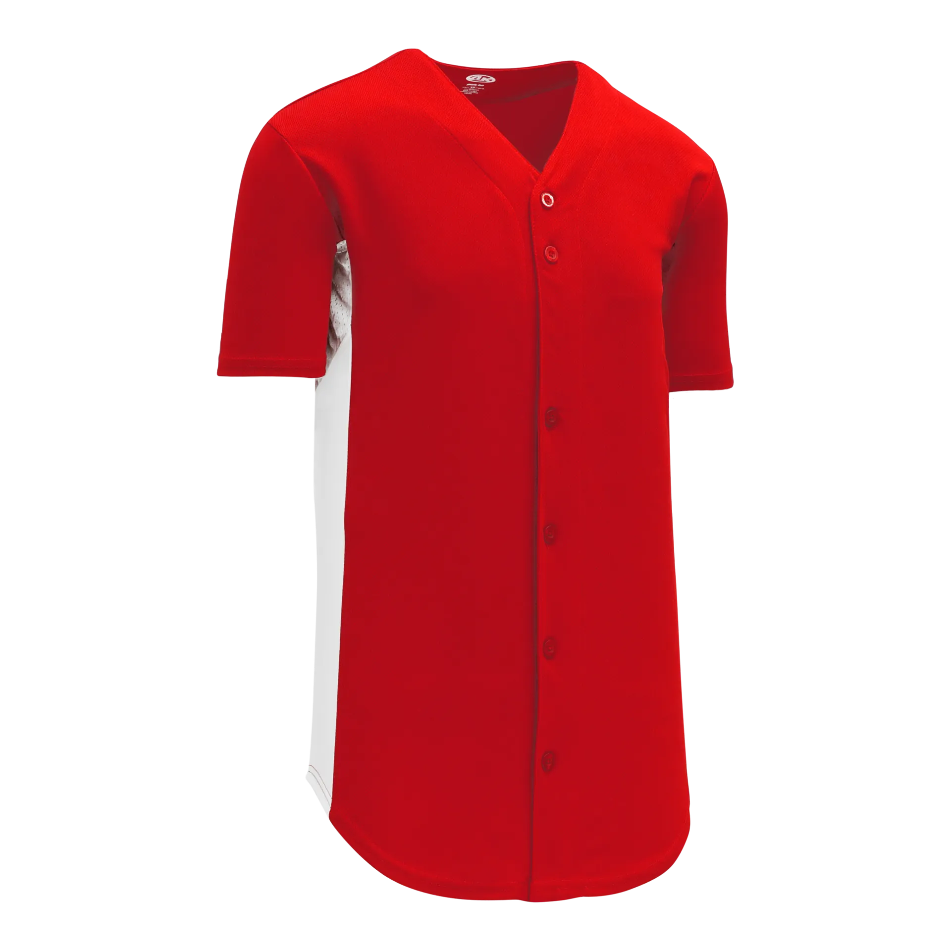 Athletic Knit Full Button Baseball Jersey With Contrast Mesh Inserts