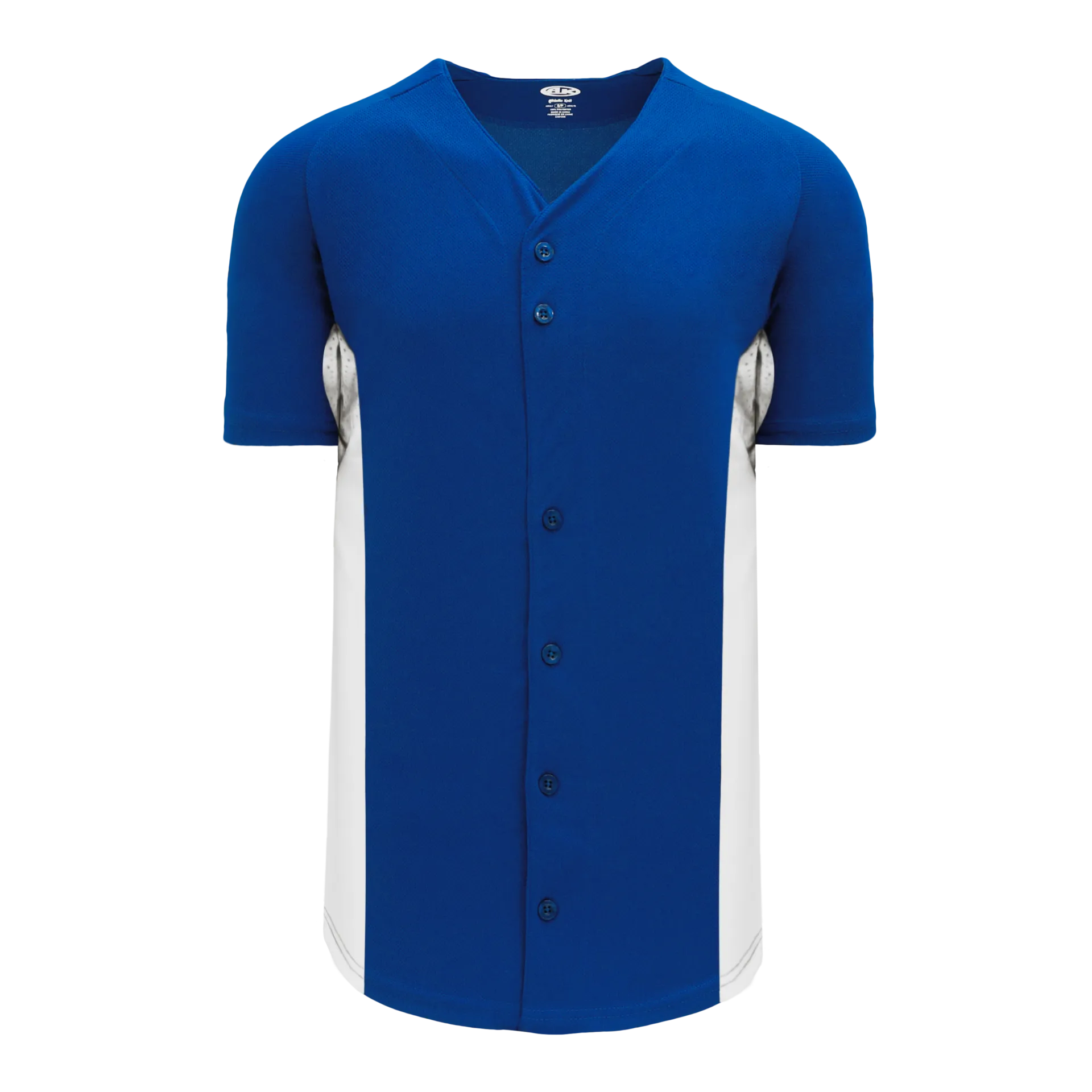 Athletic Knit Full Button Baseball Jersey With Contrast Mesh Inserts