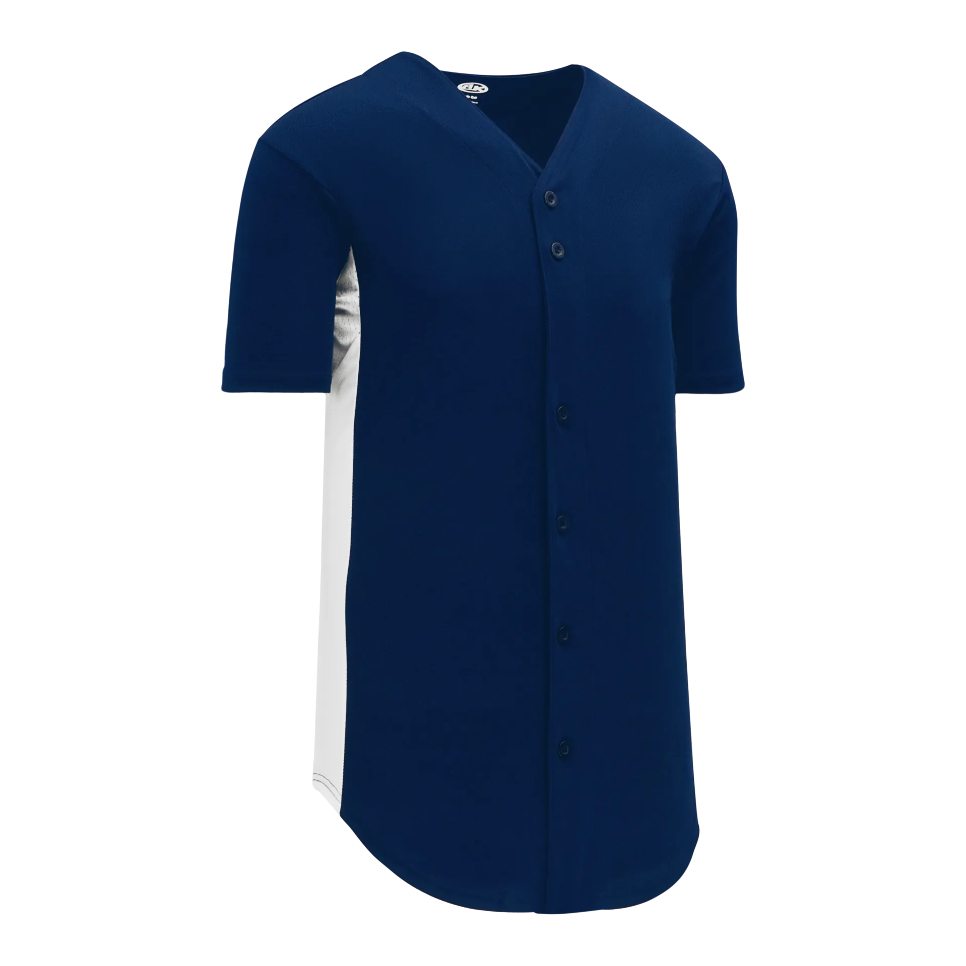 Athletic Knit Full Button Baseball Jersey With Contrast Mesh Inserts