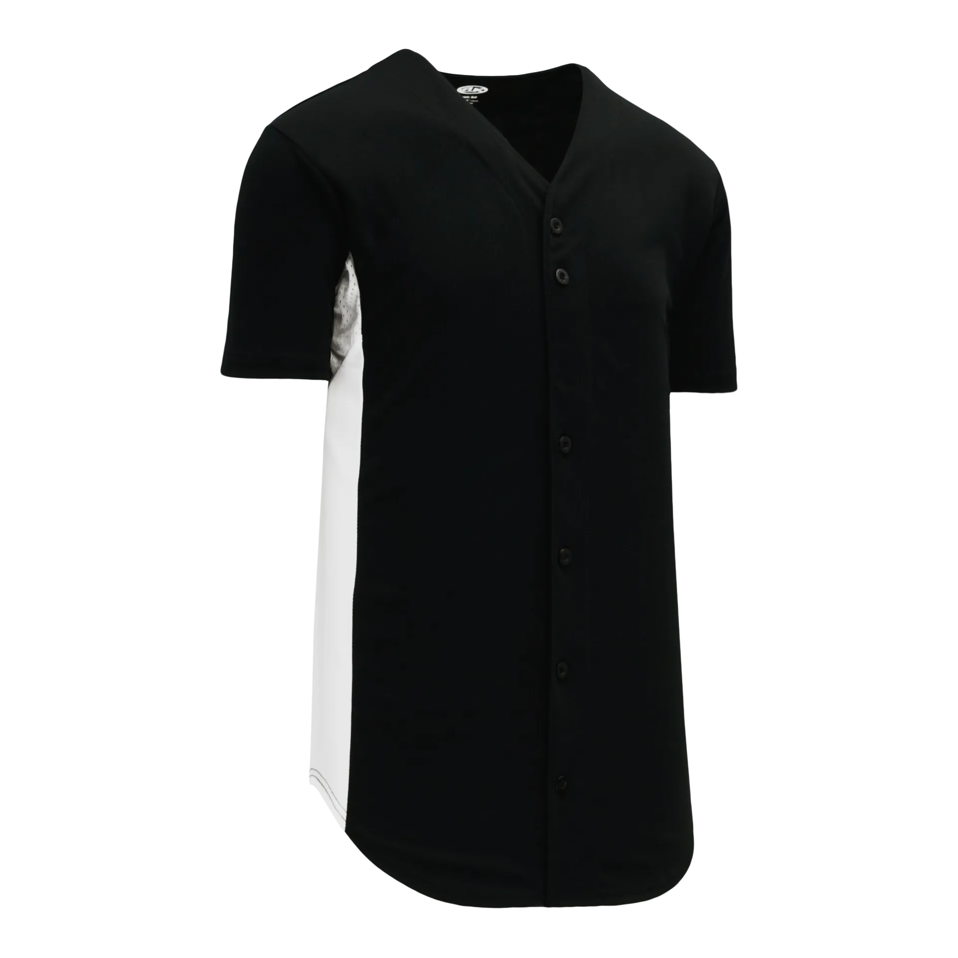 Athletic Knit Full Button Baseball Jersey With Contrast Mesh Inserts