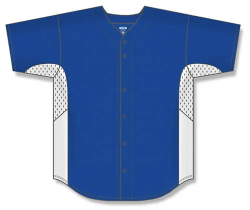 Athletic Knit Full Button Baseball Jersey With Contrast Mesh Inserts