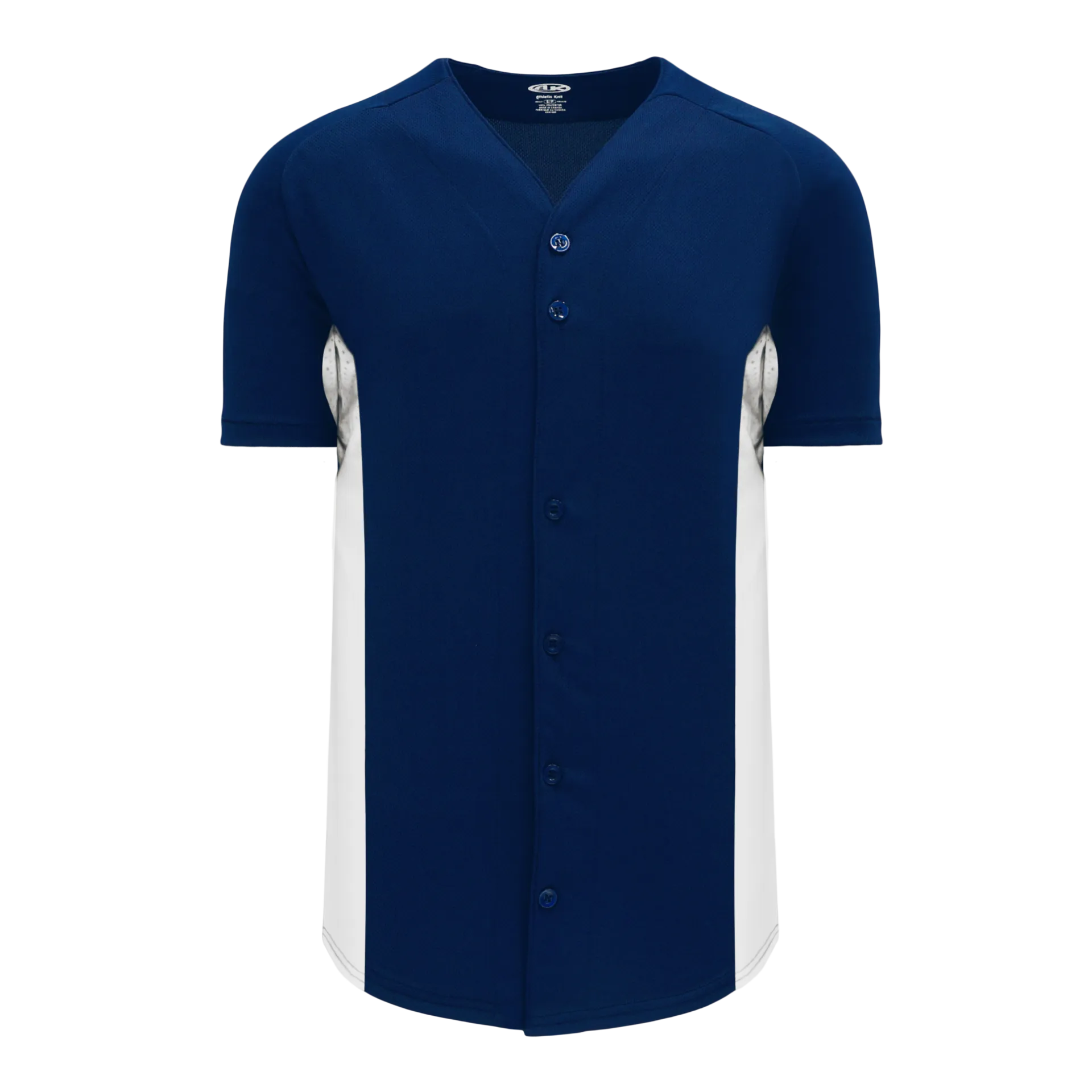 Athletic Knit Full Button Baseball Jersey With Contrast Mesh Inserts