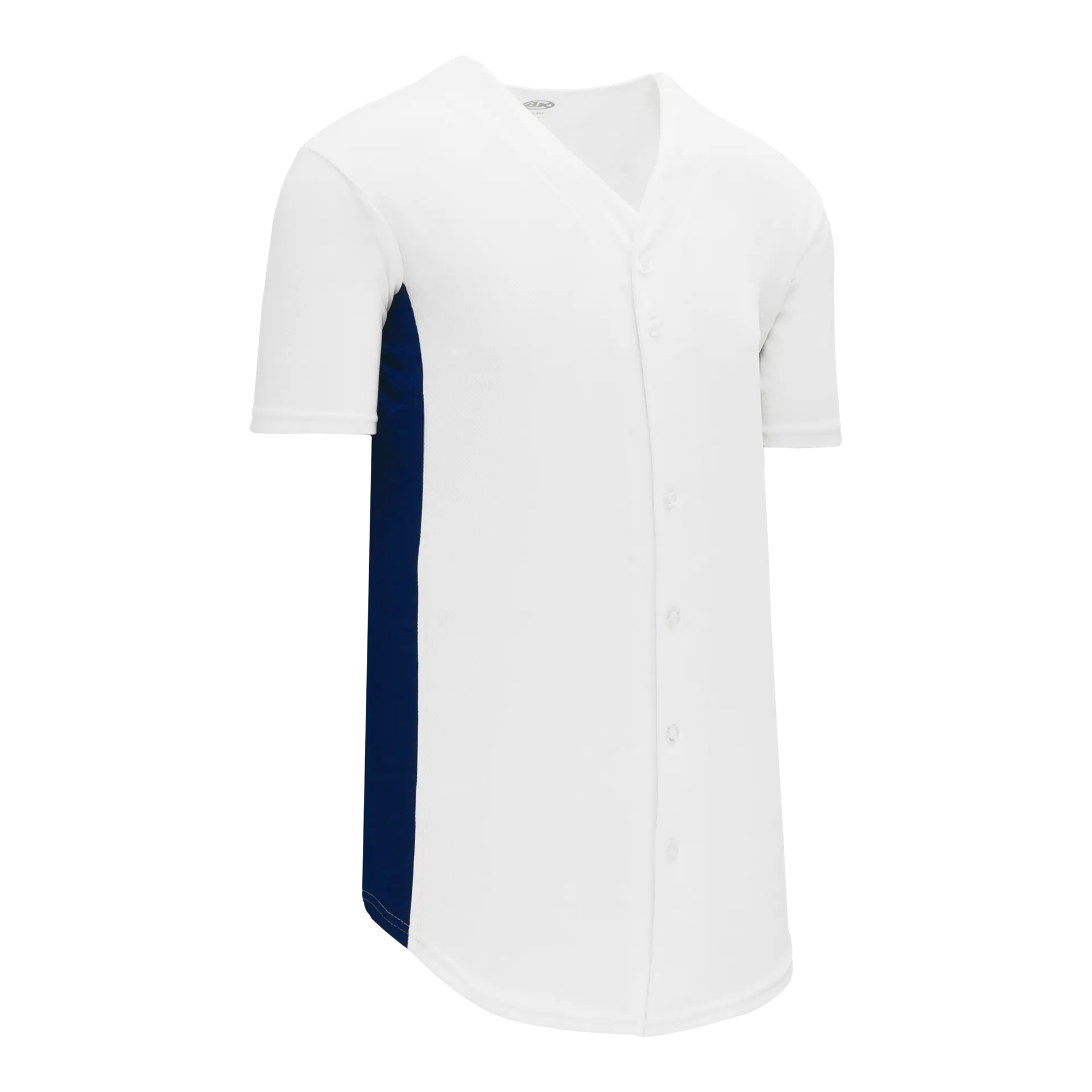 Athletic Knit Full Button Baseball Jersey With Contrast Mesh Inserts
