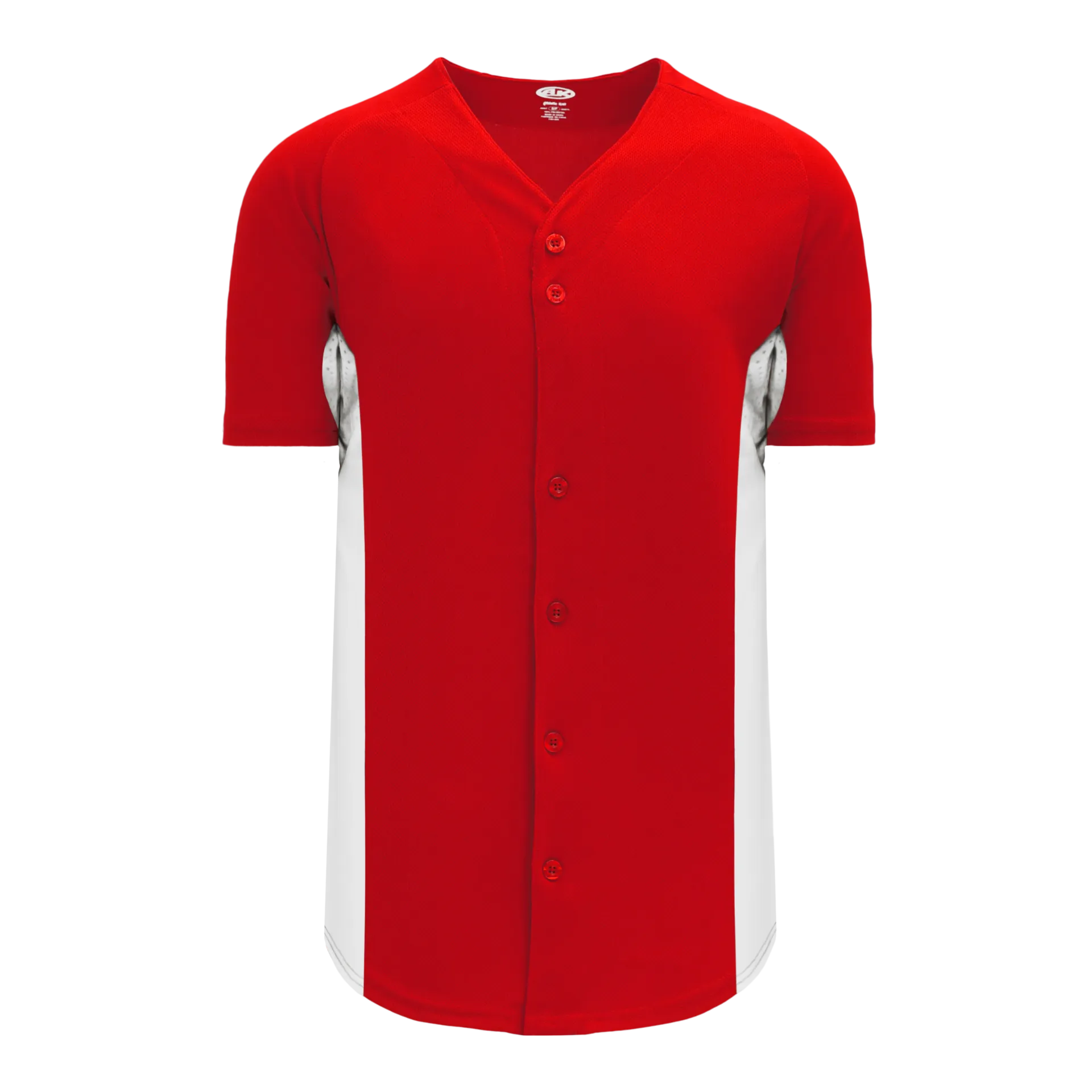 Athletic Knit Full Button Baseball Jersey With Contrast Mesh Inserts