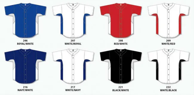 Athletic Knit Full Button Baseball Jersey With Contrast Mesh Inserts