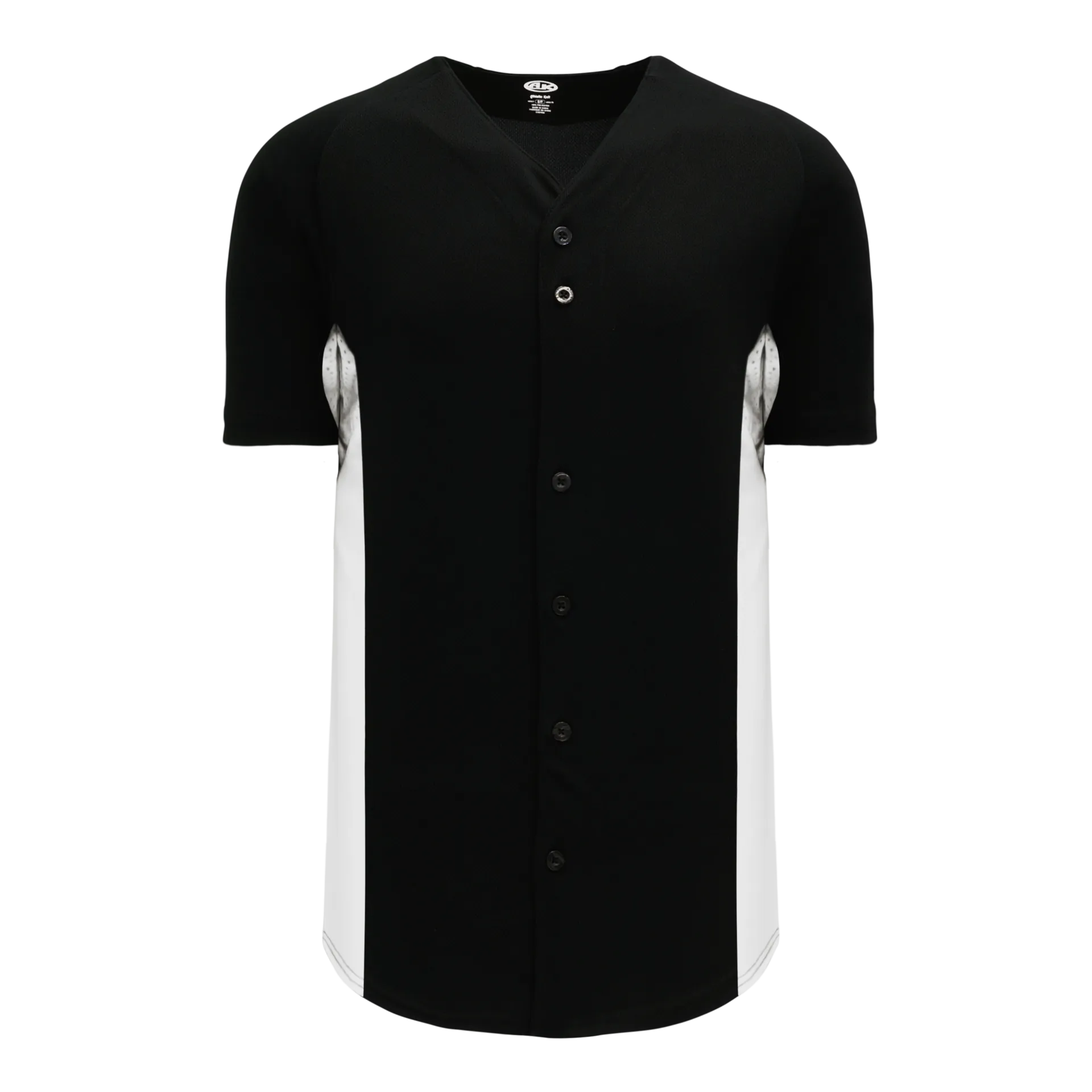 Athletic Knit Full Button Baseball Jersey With Contrast Mesh Inserts