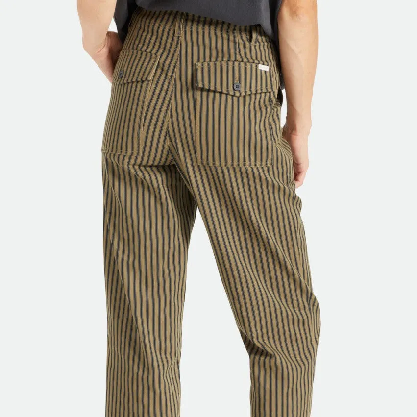 BRIXTON WOMENS VANCOUVER PANT MILITARY OLIVE STRIPE