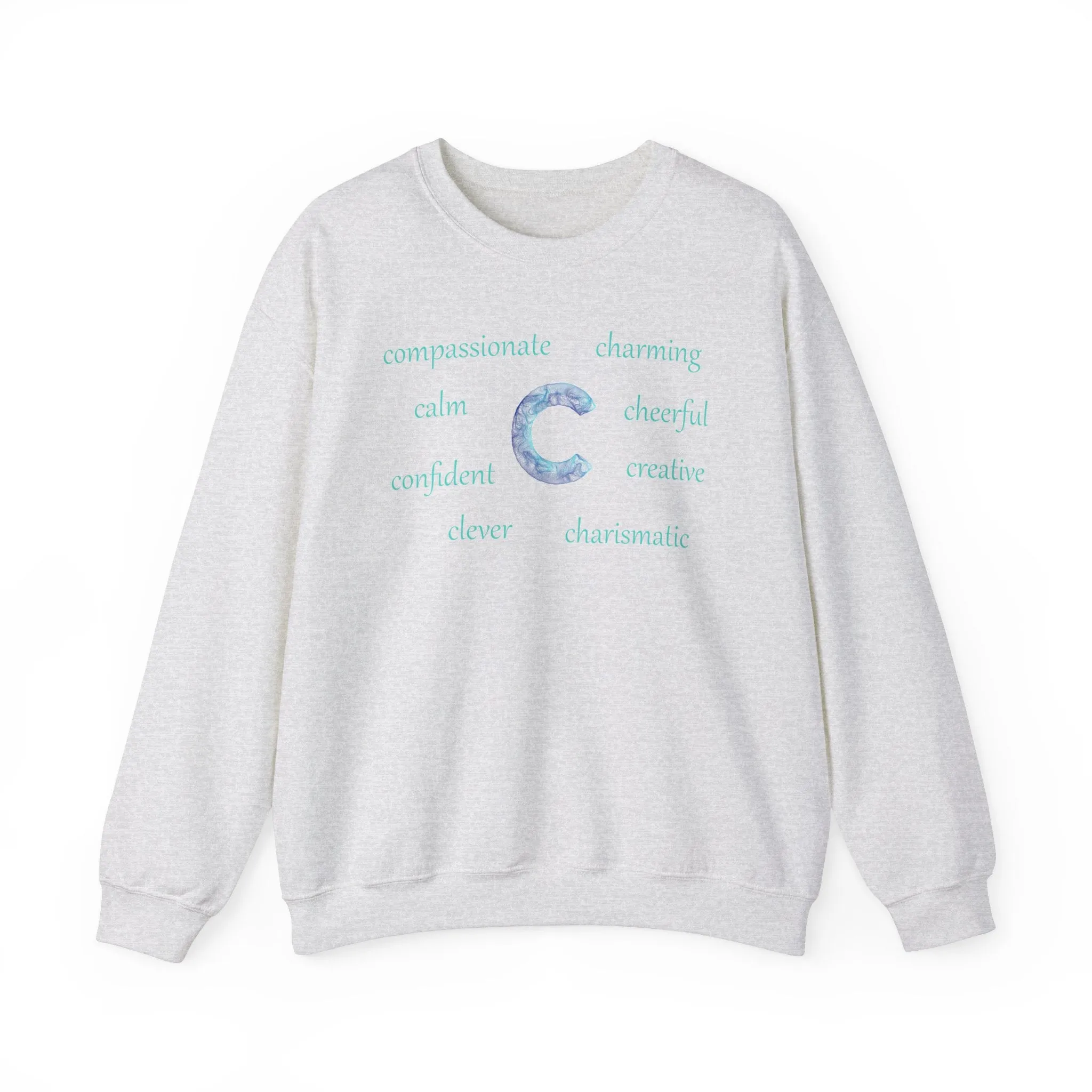 C Alphabet Sweatshirt, Alphabet Initial "C" Unisex Heavy Blend™ Crewneck Optimistic, Motivational, Mental Health Sweatshirt, Self-affirming Sweatshirt