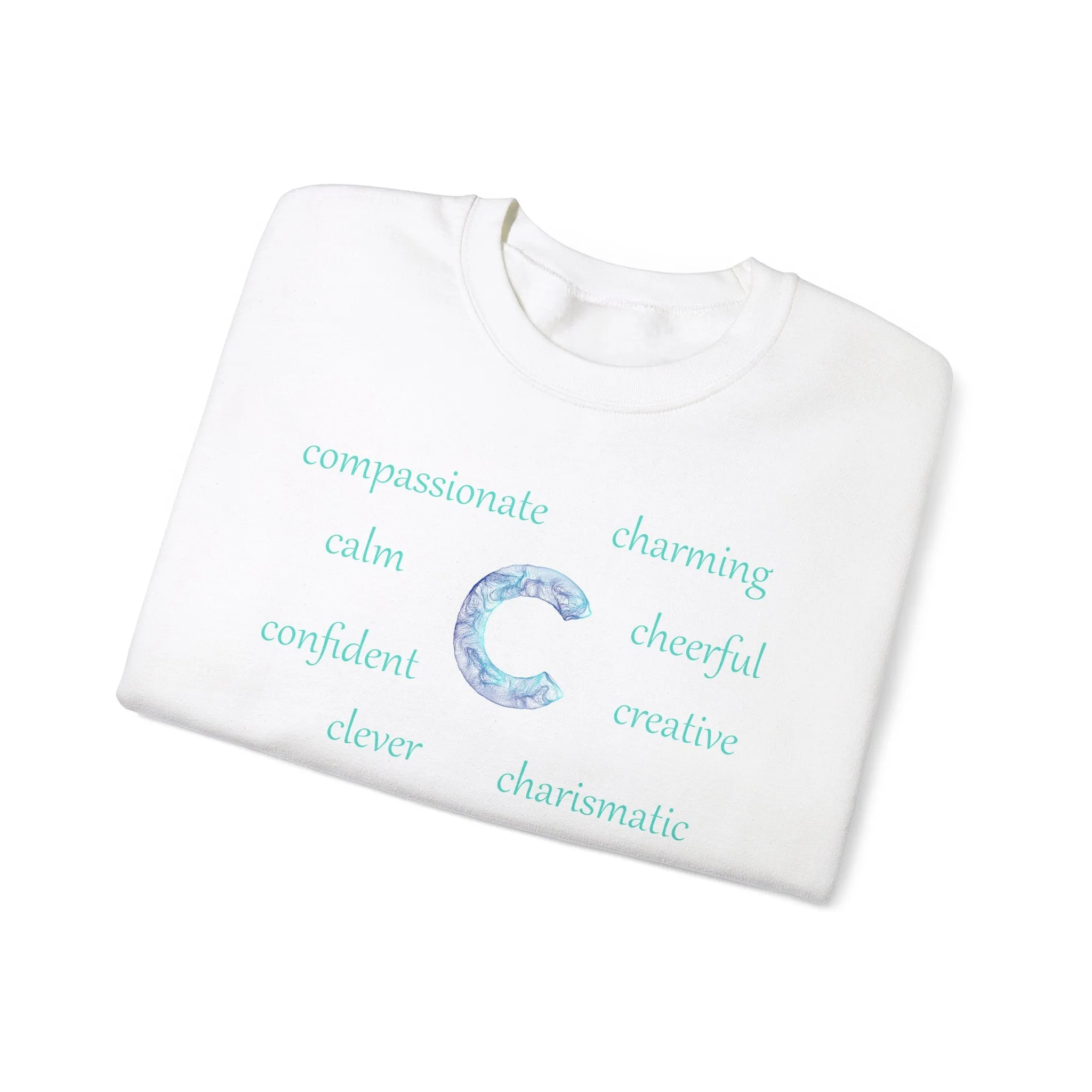 C Alphabet Sweatshirt, Alphabet Initial "C" Unisex Heavy Blend™ Crewneck Optimistic, Motivational, Mental Health Sweatshirt, Self-affirming Sweatshirt
