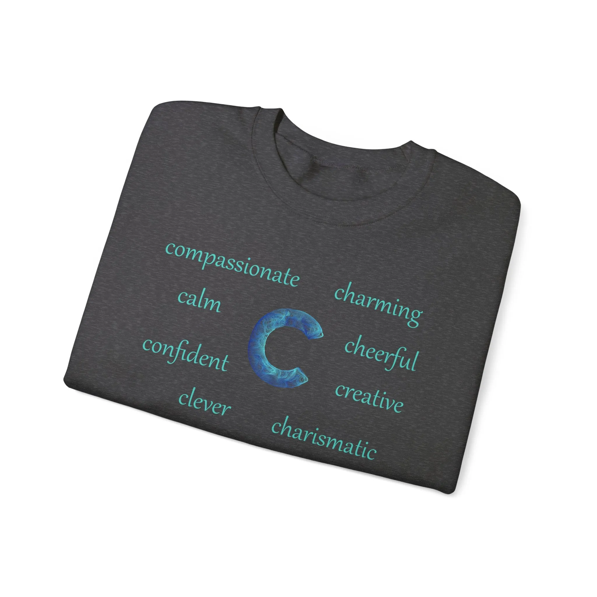 C Alphabet Sweatshirt, Alphabet Initial "C" Unisex Heavy Blend™ Crewneck Optimistic, Motivational, Mental Health Sweatshirt, Self-affirming Sweatshirt