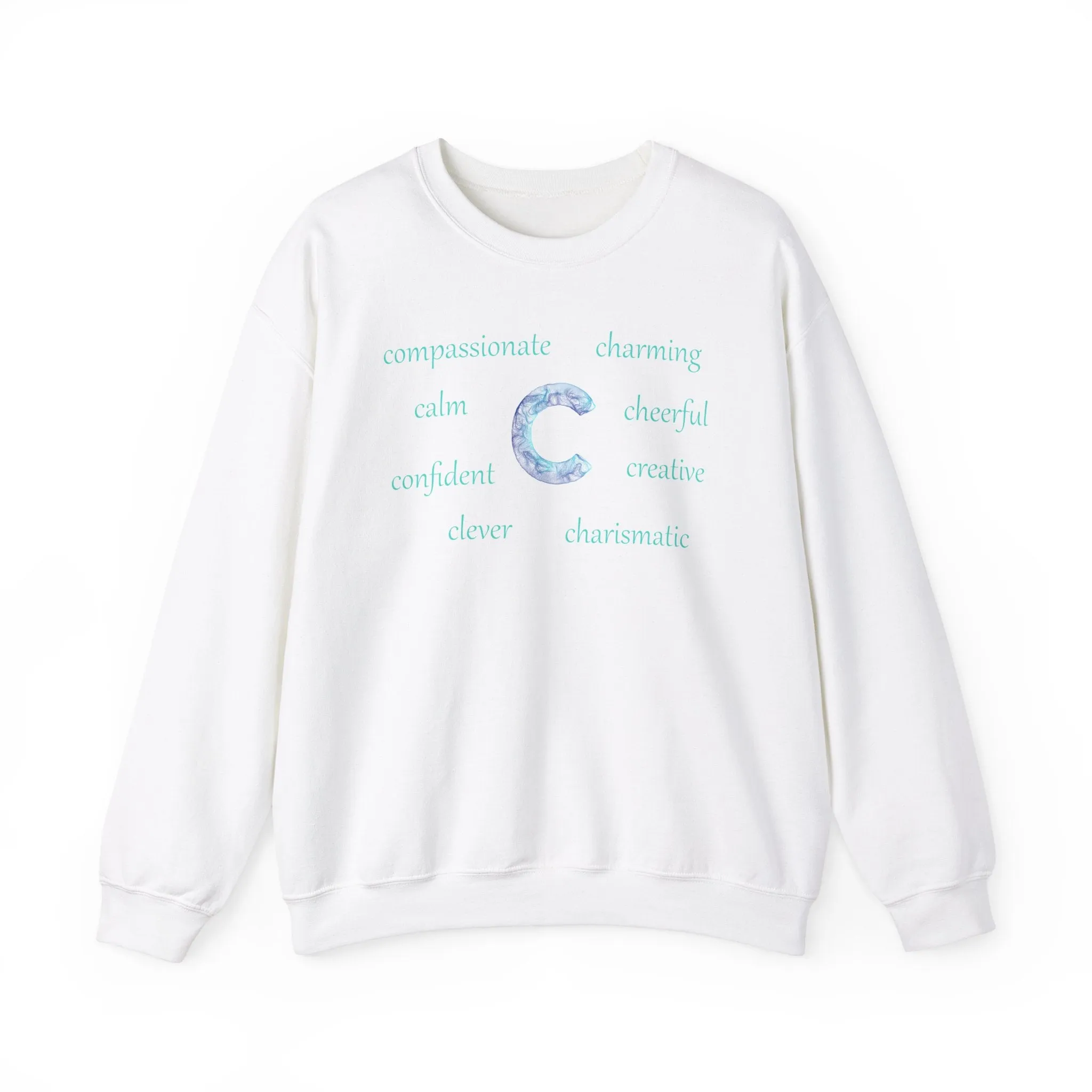 C Alphabet Sweatshirt, Alphabet Initial "C" Unisex Heavy Blend™ Crewneck Optimistic, Motivational, Mental Health Sweatshirt, Self-affirming Sweatshirt