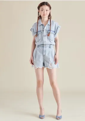 Calliope Romper - Stone wash Blue