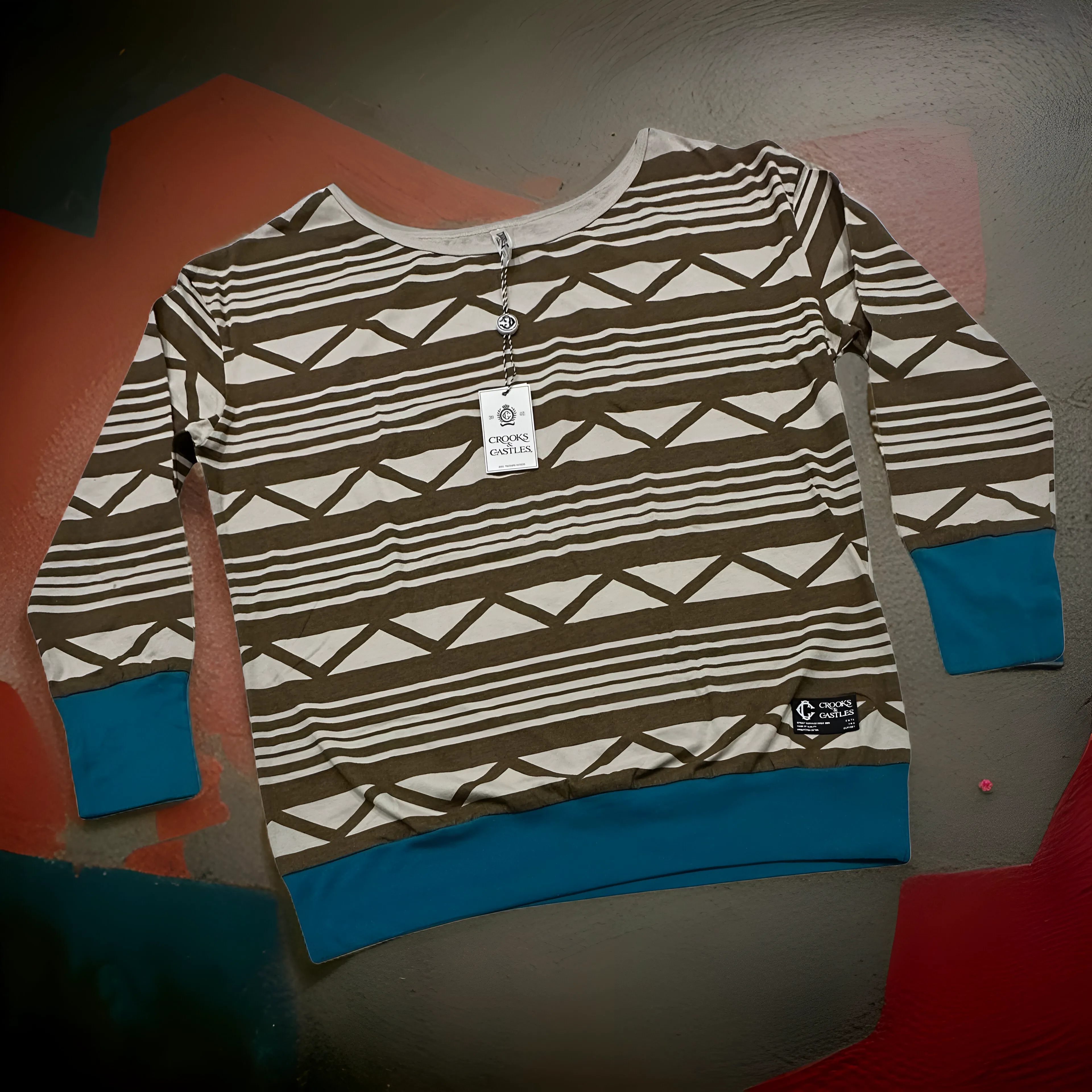 *CROOKS & CASTLES* (BROWN-MULTI) ~APACH~ KNIT TOP FOR WOMEN