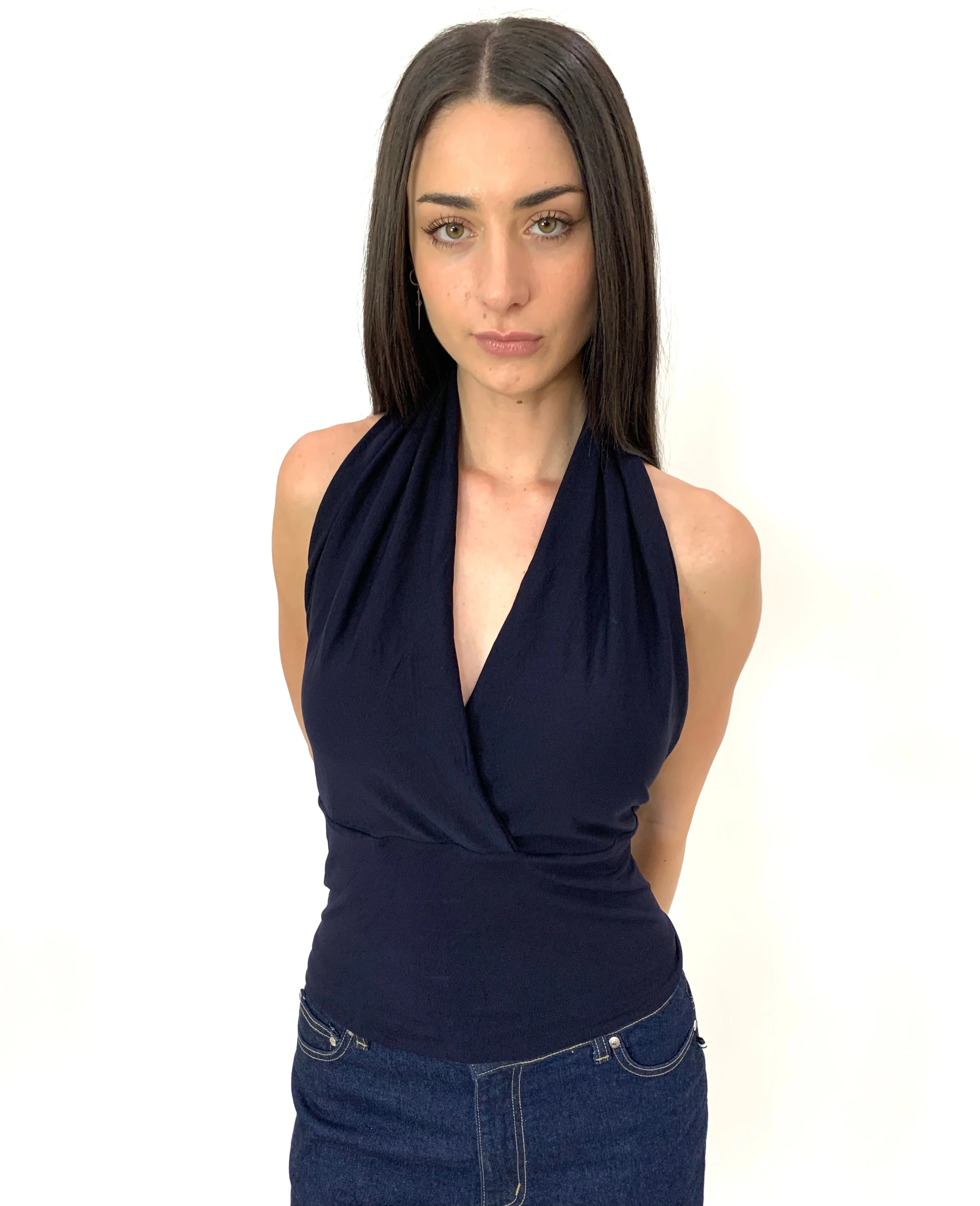 Deta Wrap Top. French Navy