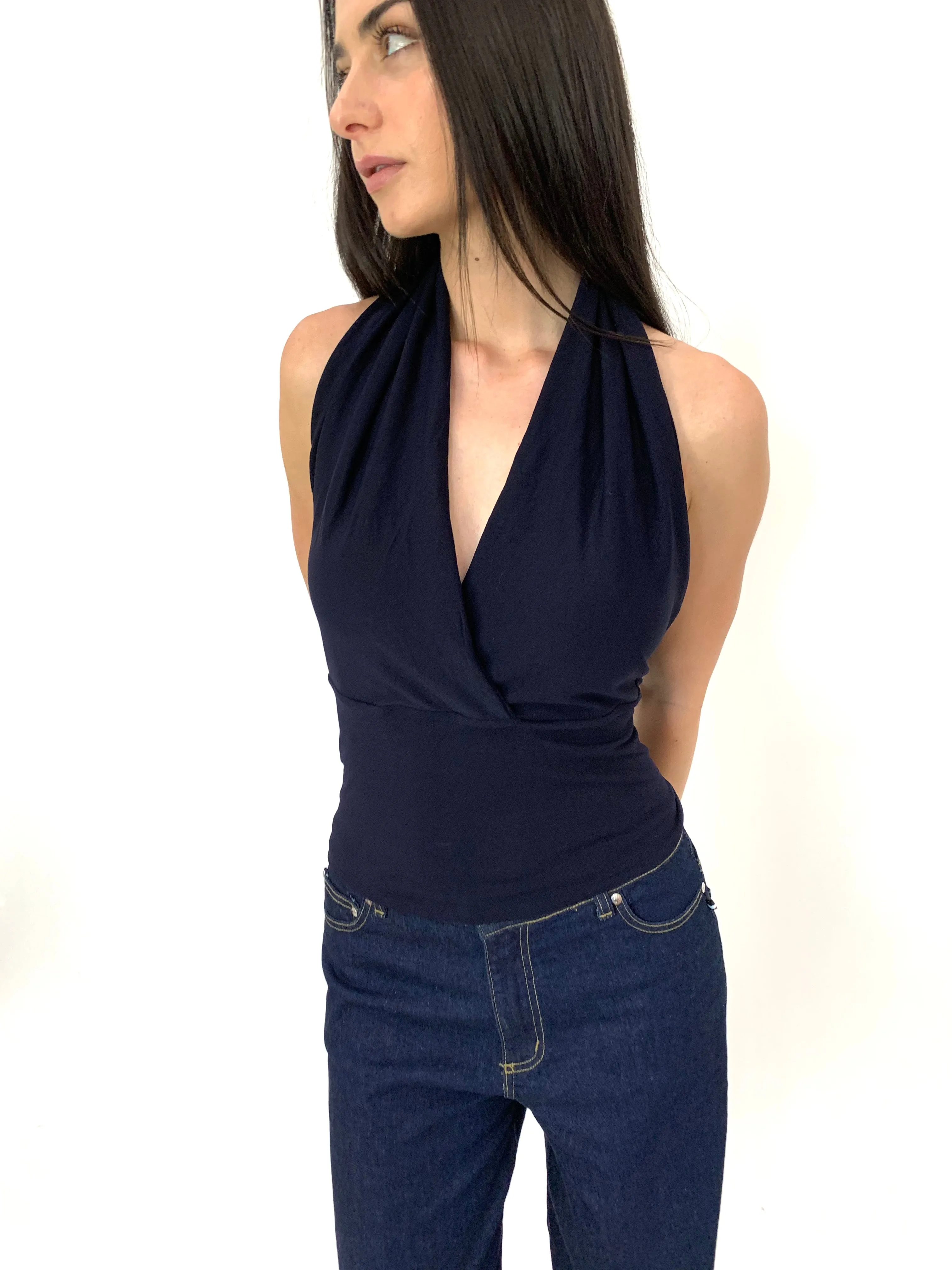 Deta Wrap Top. French Navy