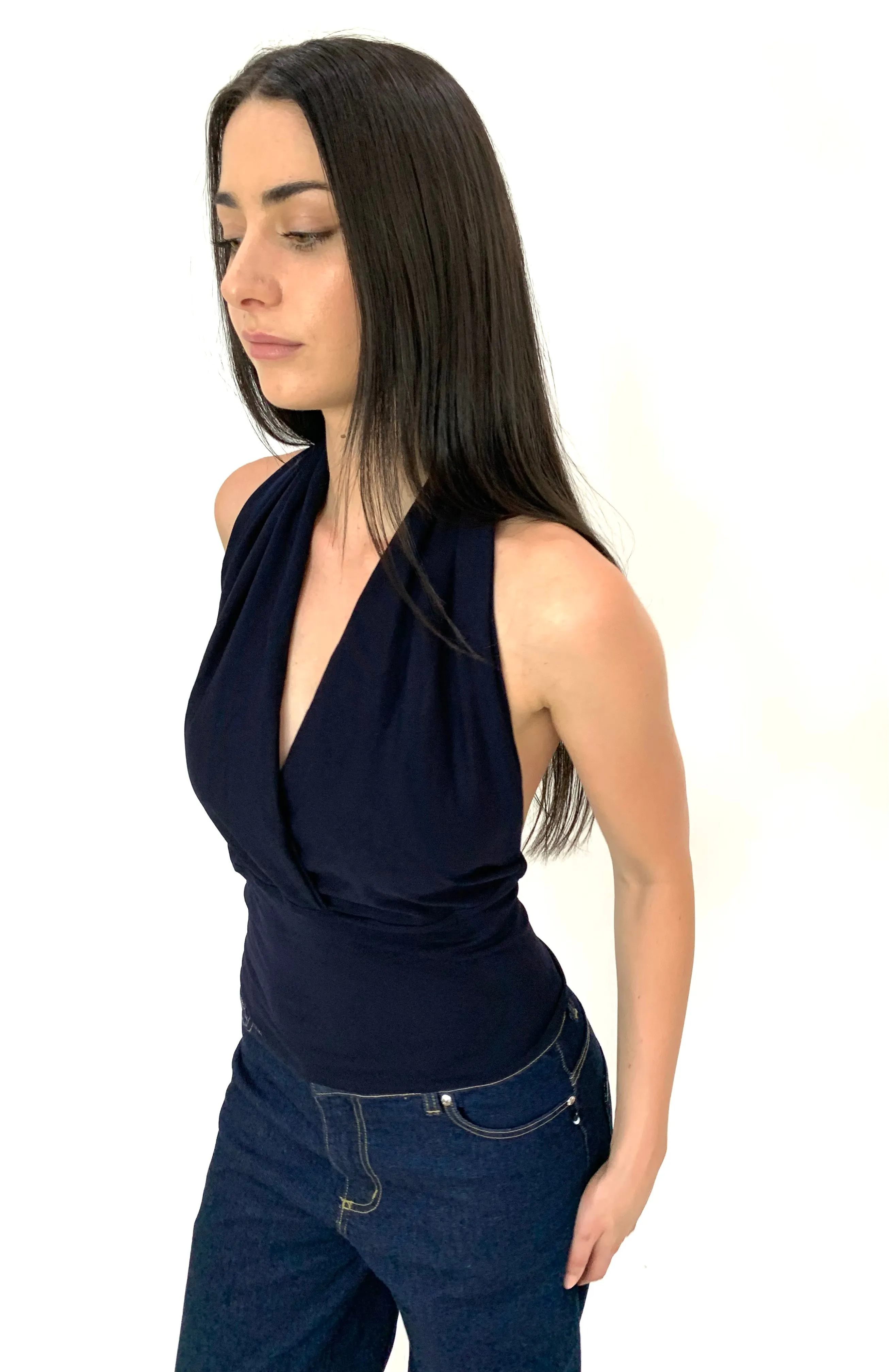 Deta Wrap Top. French Navy