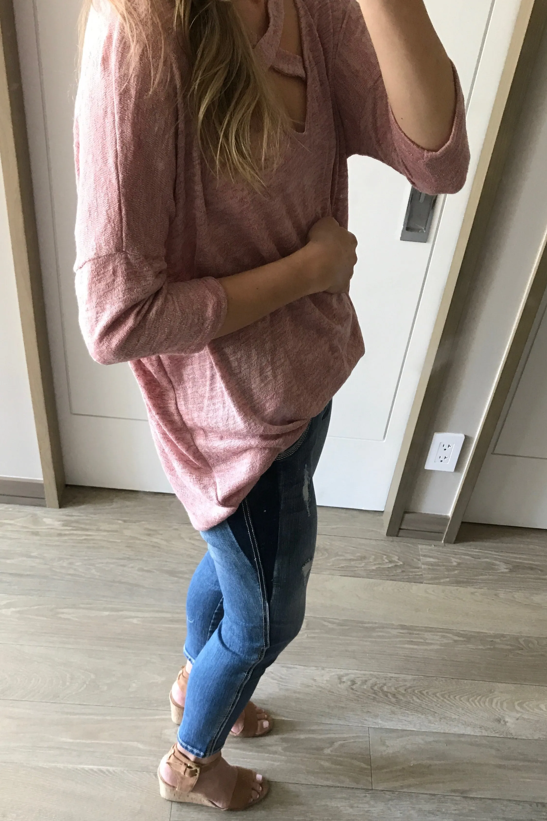 Dolman Sleeve Crisscross Tunic - Rose
