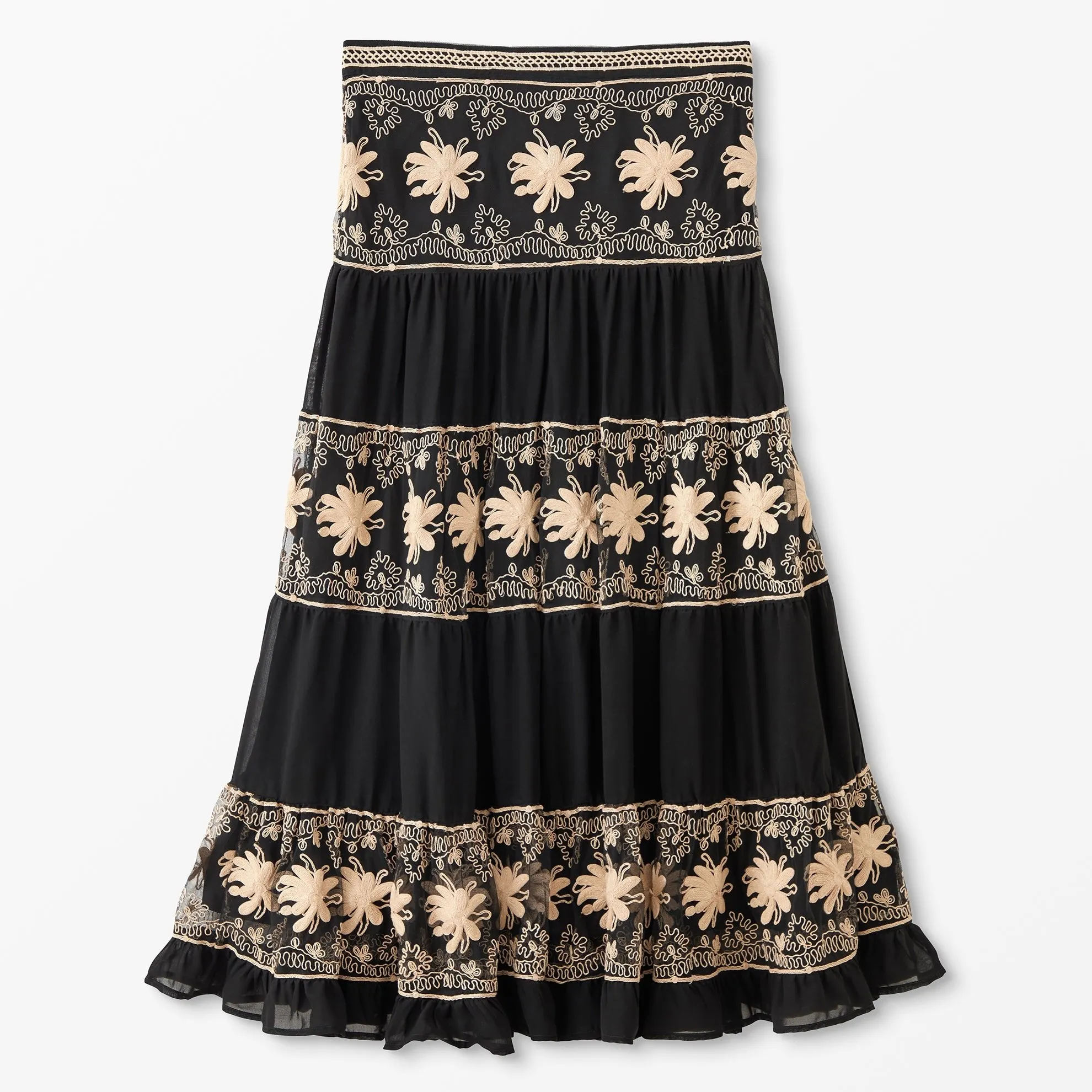 Embroidered Tier Skirt