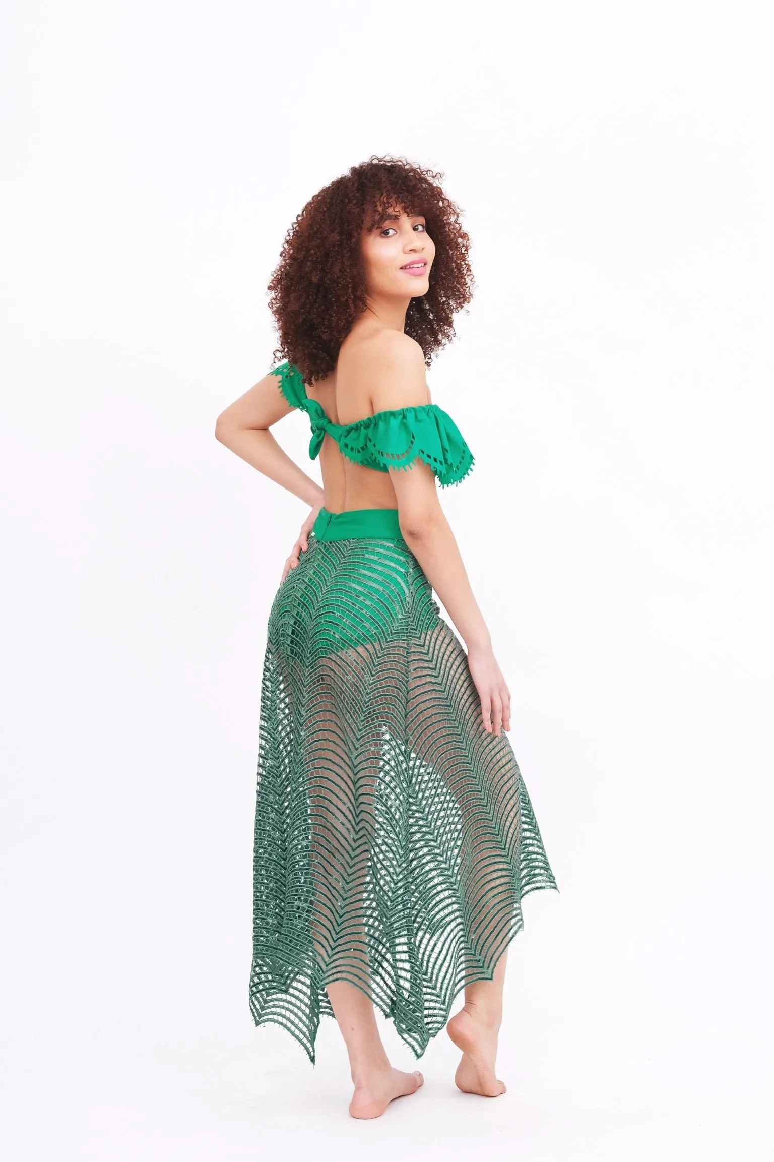 Emerald Sequin Webbed Skirt
