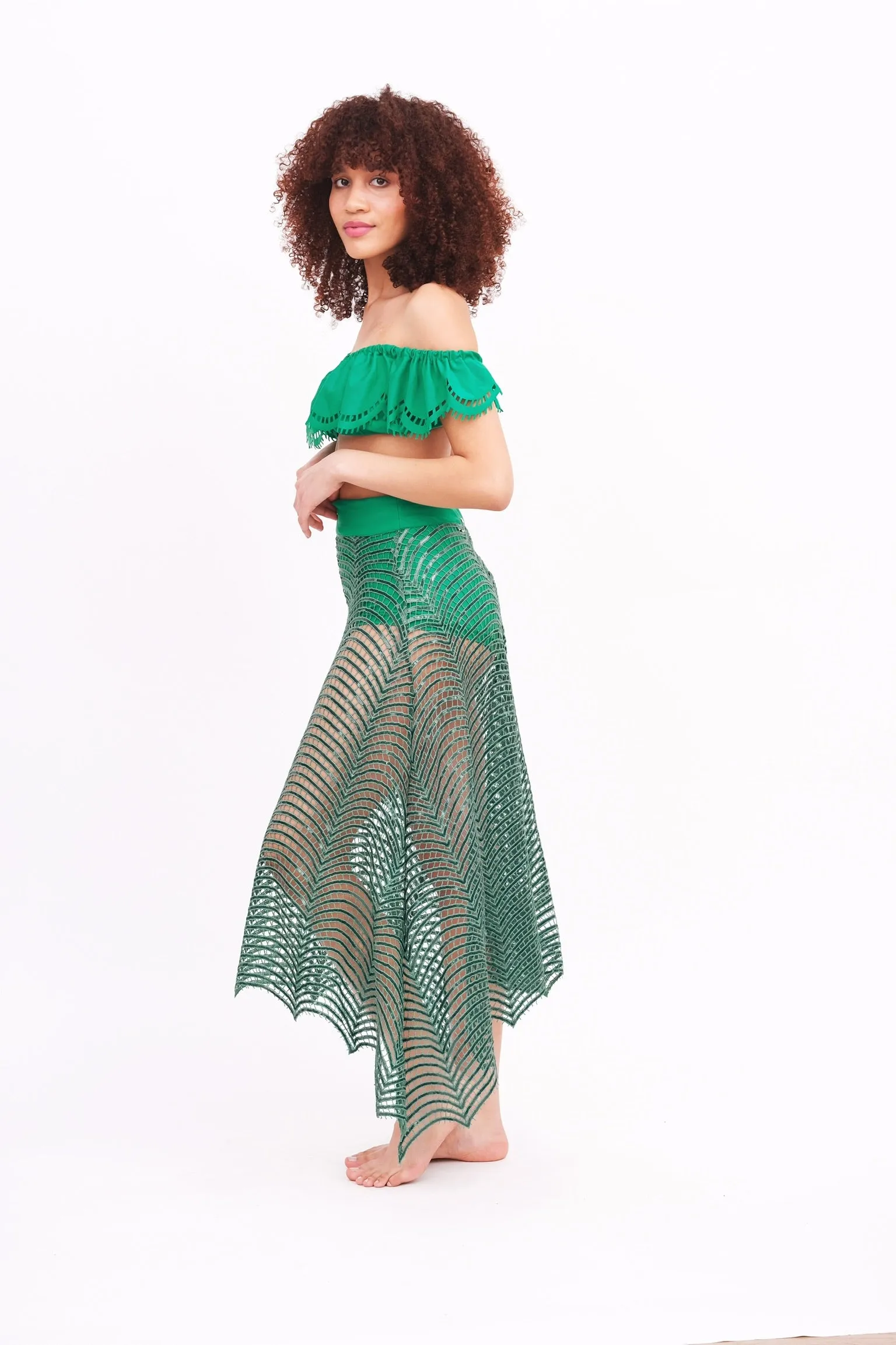Emerald Sequin Webbed Skirt