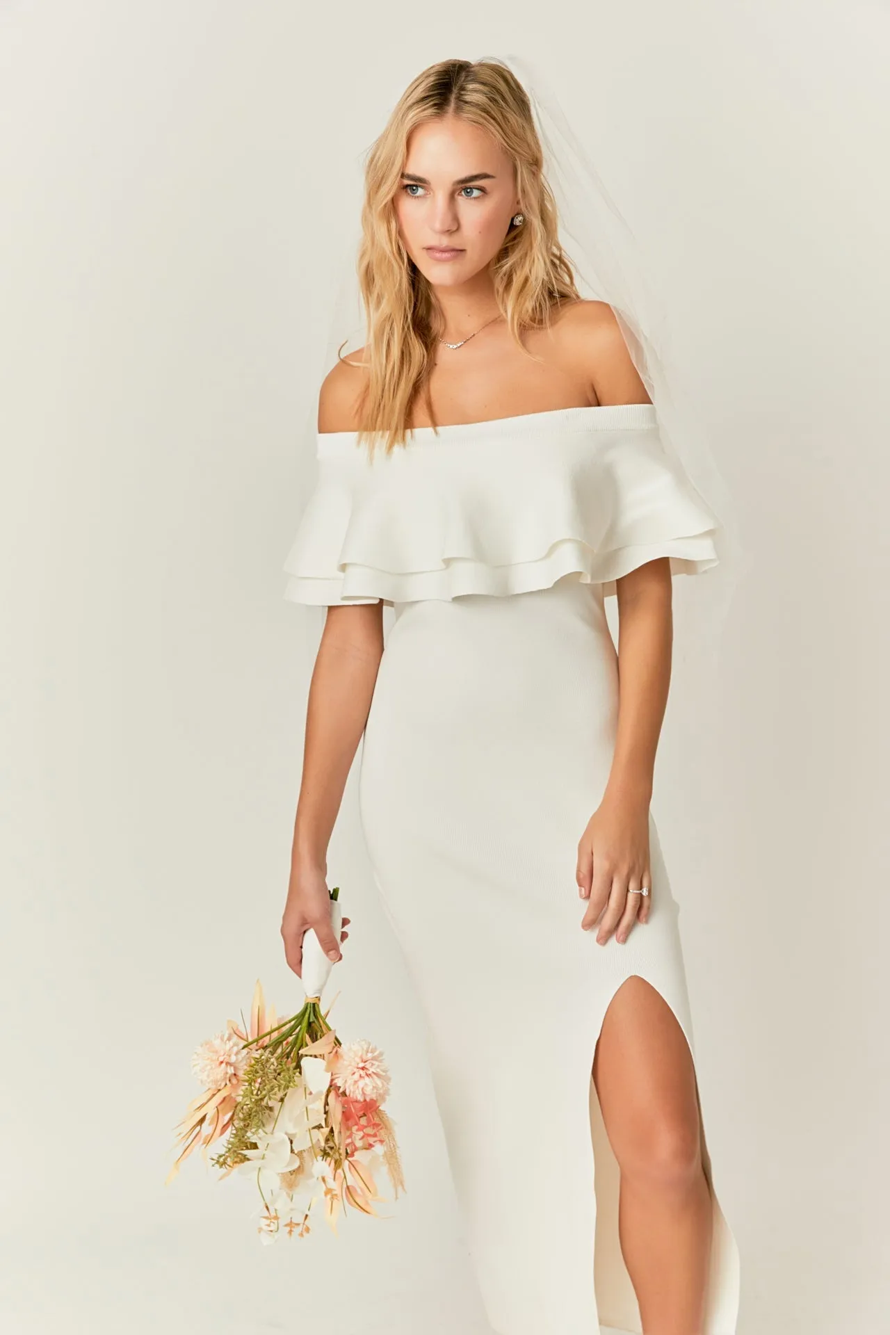Endless Rose - Off the Shoulder Ruffle Maxi Dress