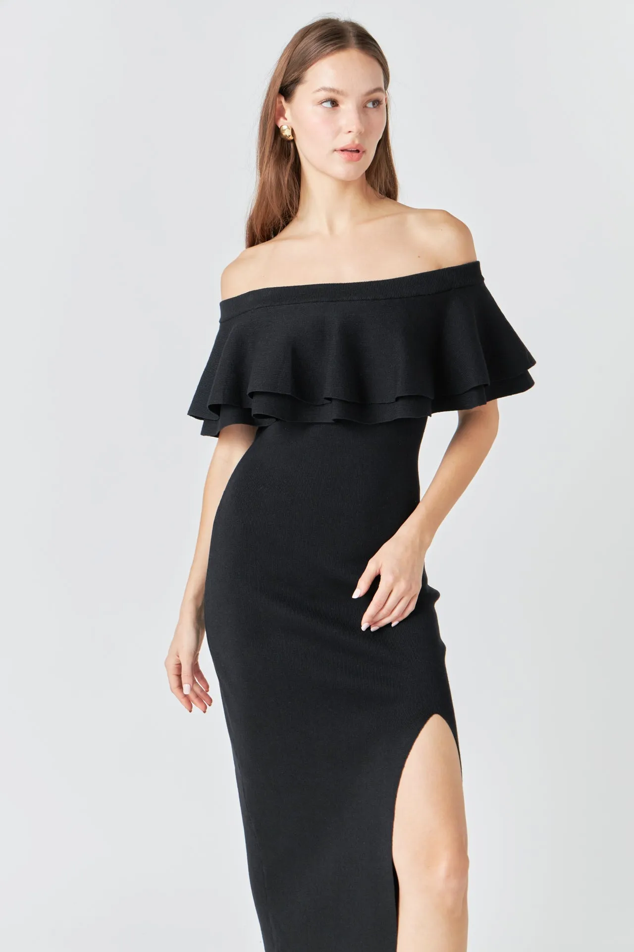 Endless Rose - Off the Shoulder Ruffle Maxi Dress