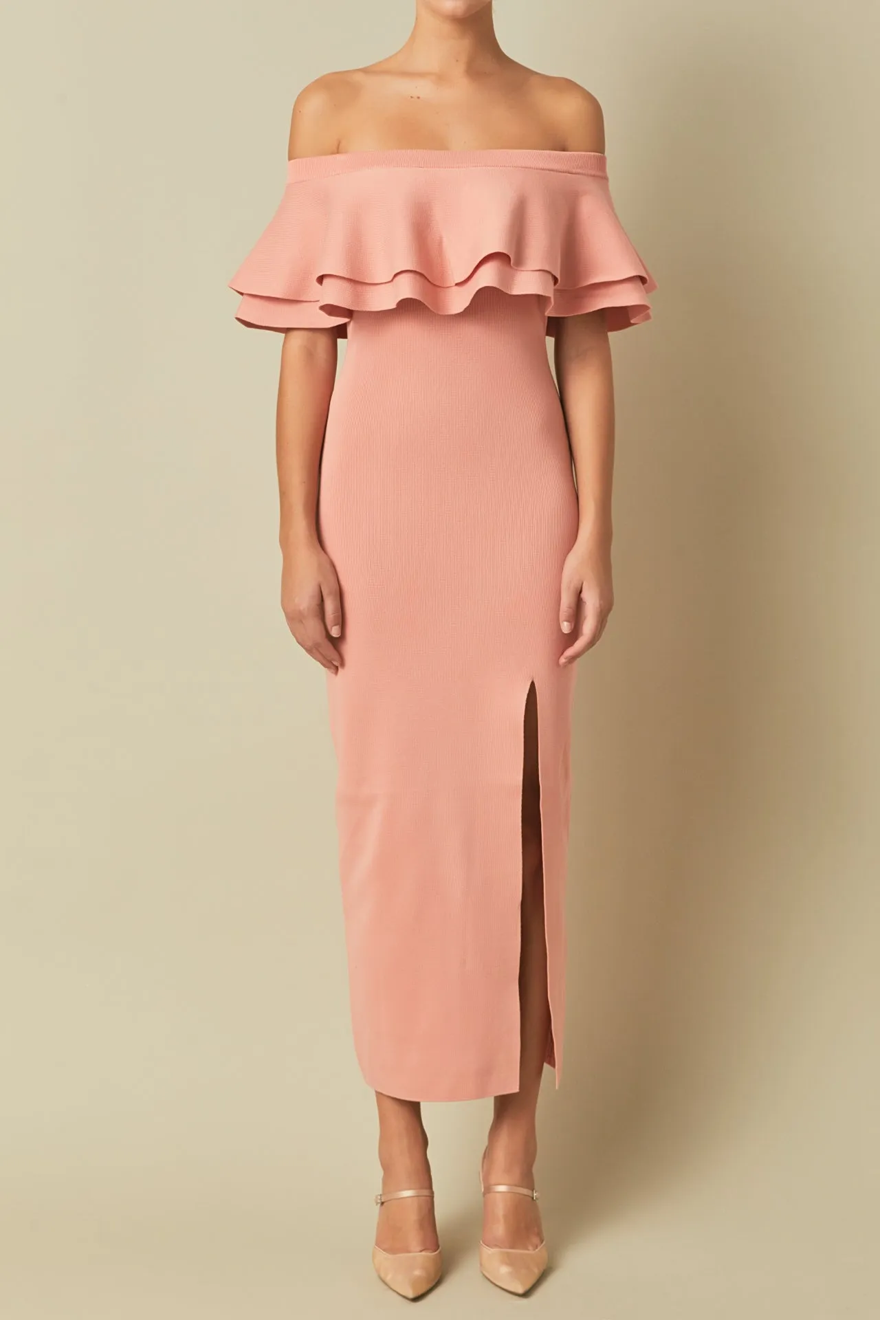 Endless Rose - Off the Shoulder Ruffle Maxi Dress
