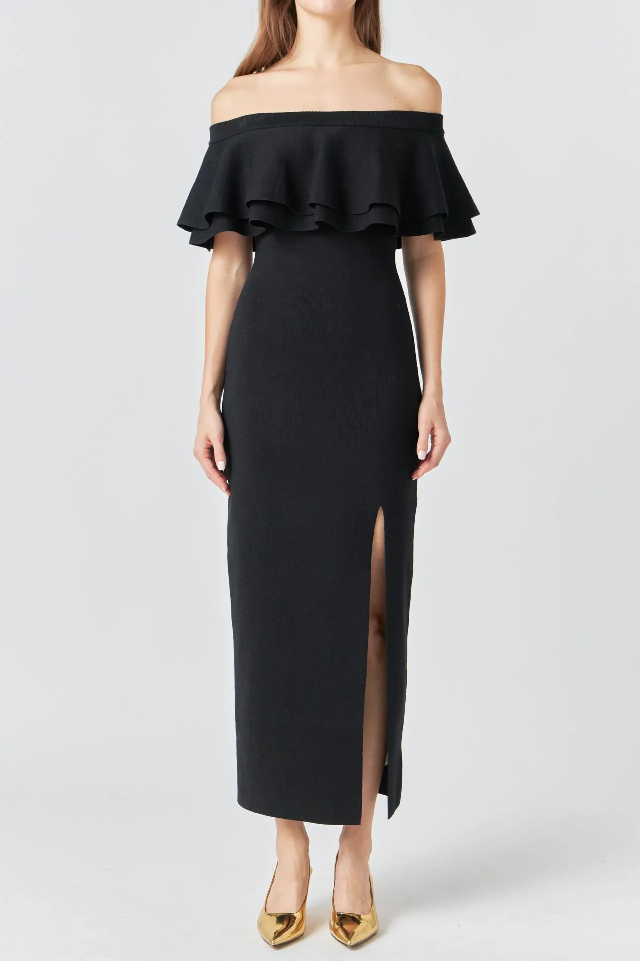 Endless Rose - Off the Shoulder Ruffle Maxi Dress