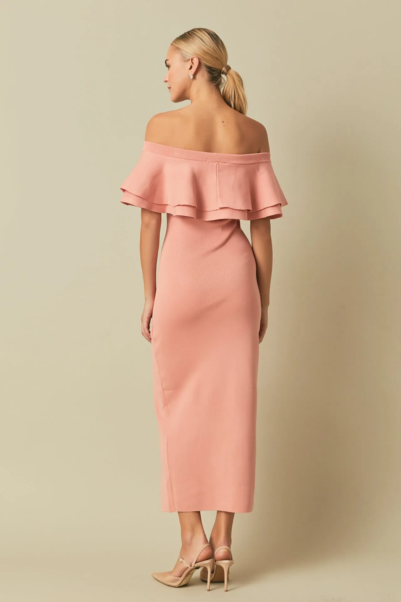 Endless Rose - Off the Shoulder Ruffle Maxi Dress