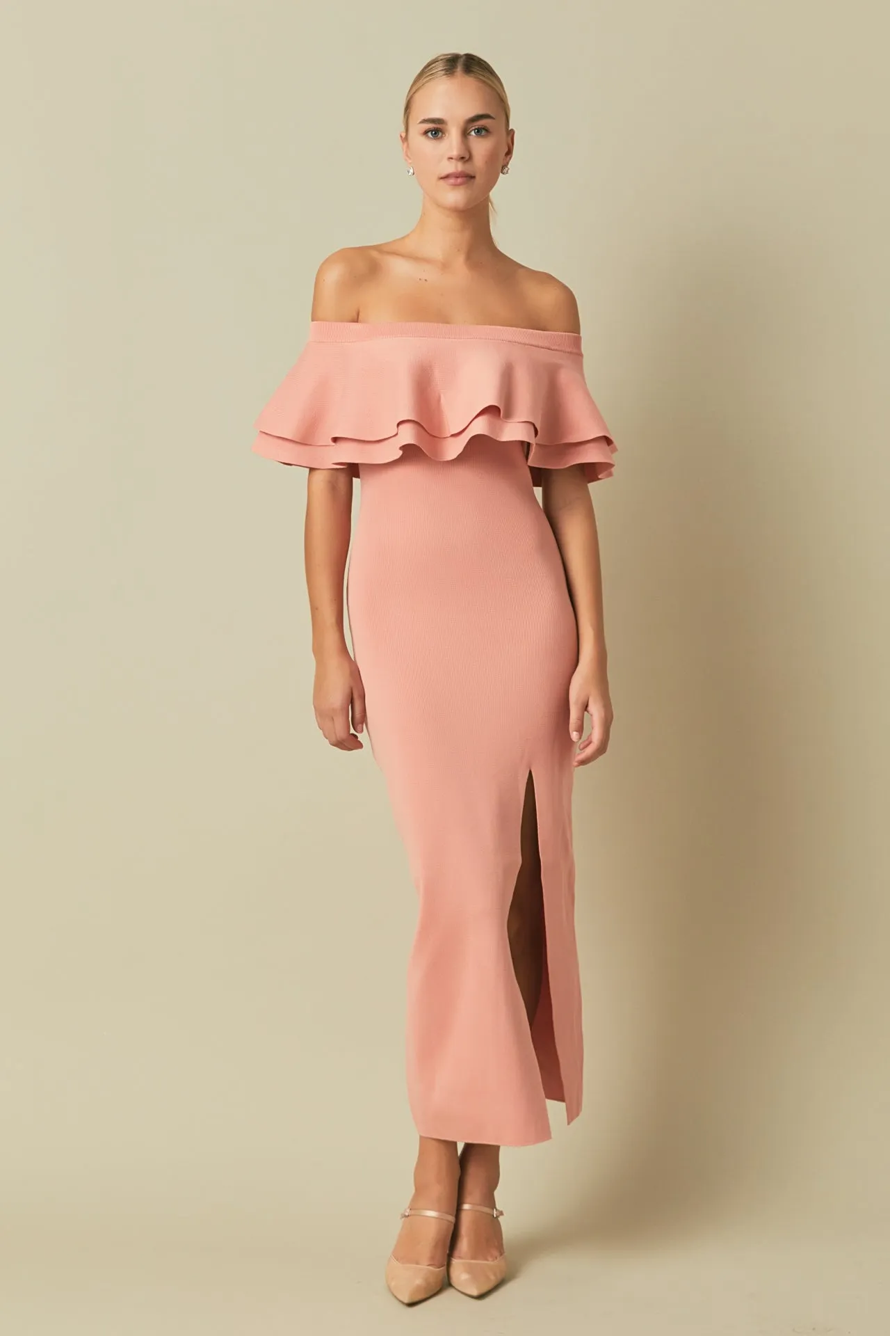 Endless Rose - Off the Shoulder Ruffle Maxi Dress