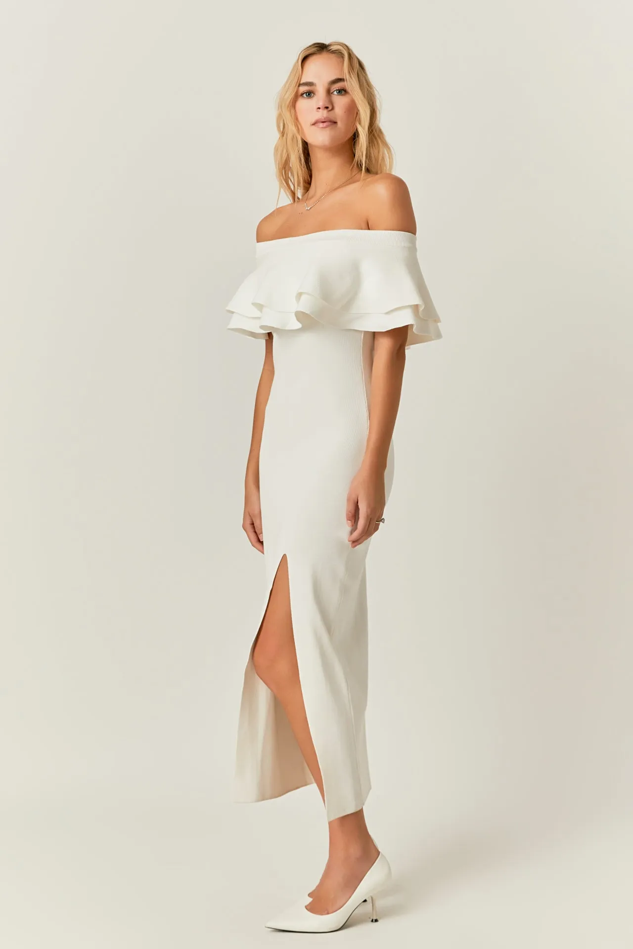 Endless Rose - Off the Shoulder Ruffle Maxi Dress