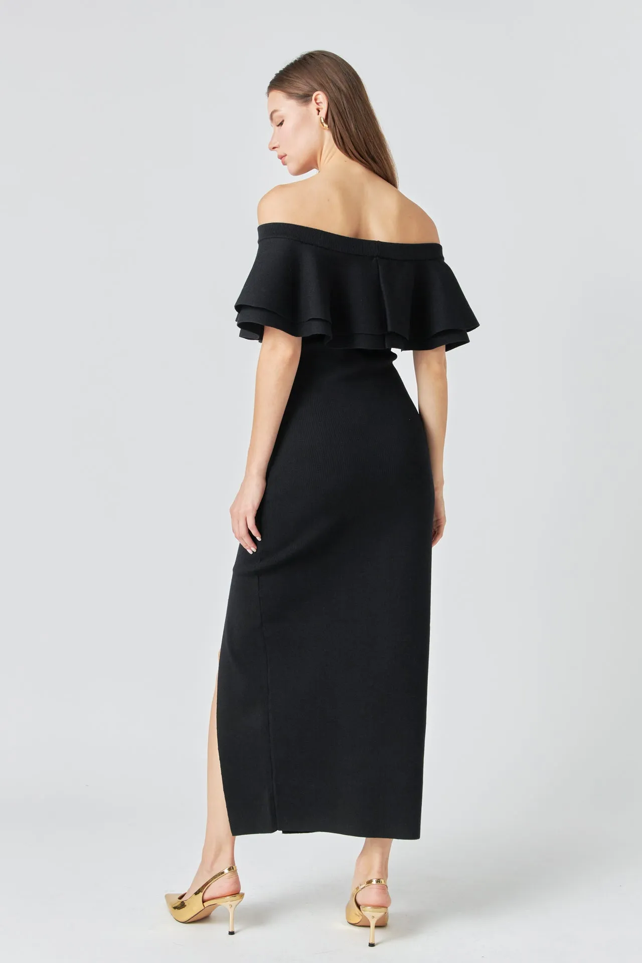 Endless Rose - Off the Shoulder Ruffle Maxi Dress