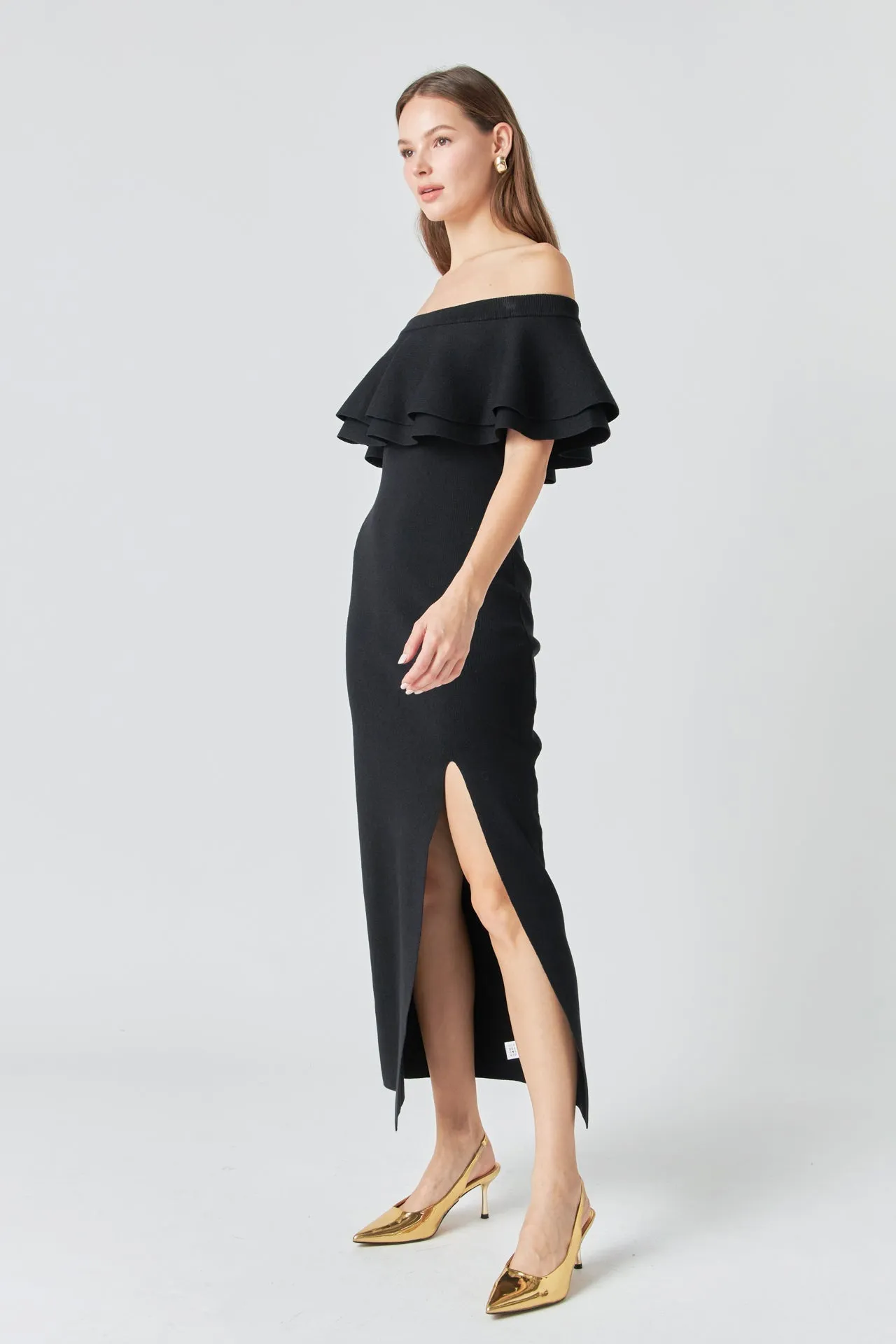 Endless Rose - Off the Shoulder Ruffle Maxi Dress