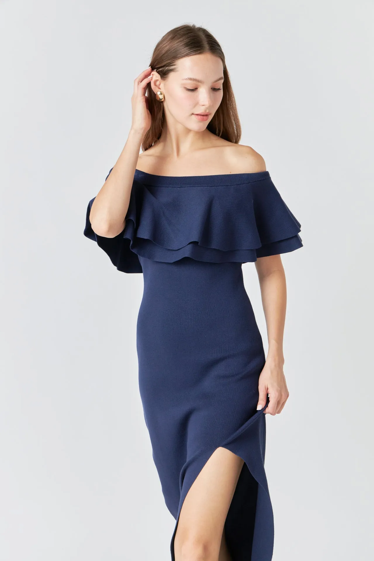 Endless Rose - Off the Shoulder Ruffle Maxi Dress