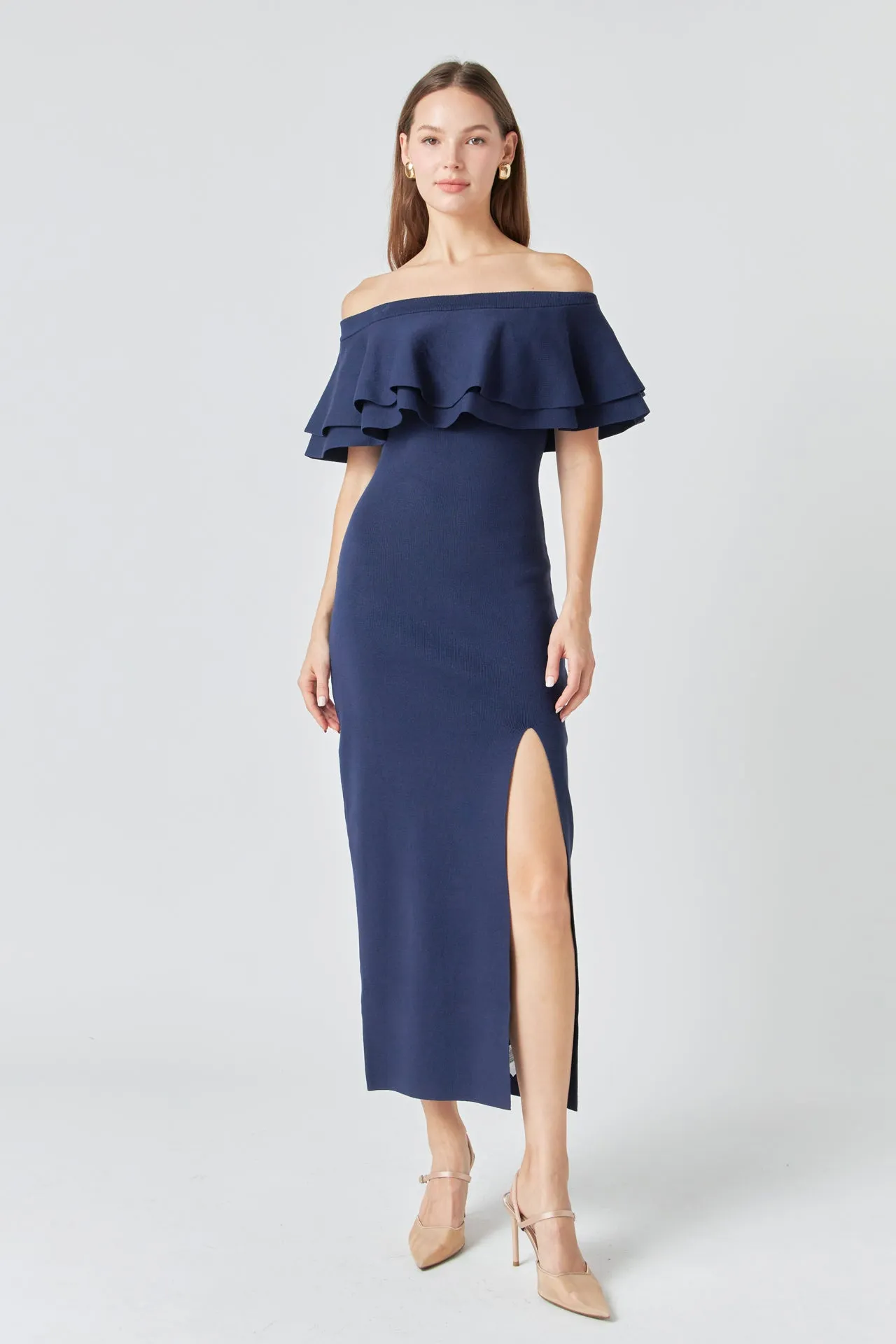 Endless Rose - Off the Shoulder Ruffle Maxi Dress