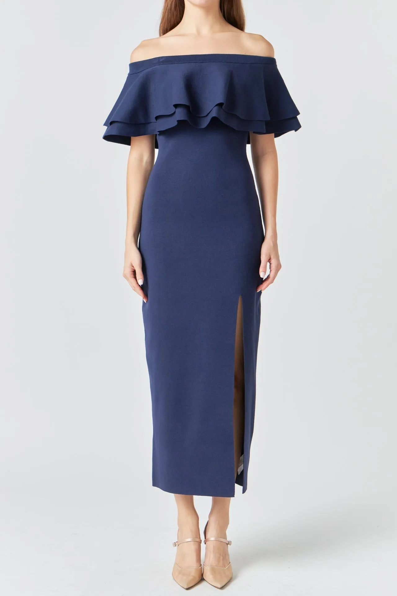 Endless Rose - Off the Shoulder Ruffle Maxi Dress