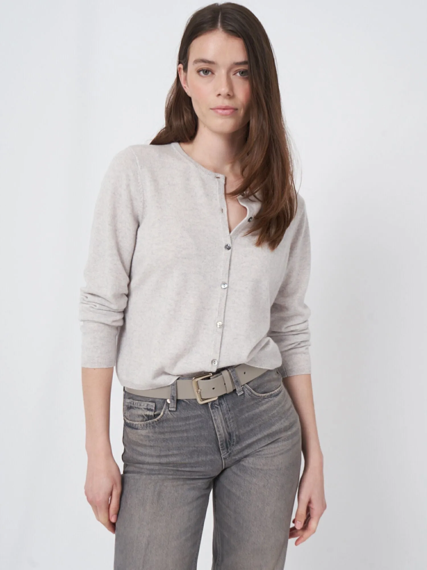 Fine Knit Buttoned Cashmere Cardigan