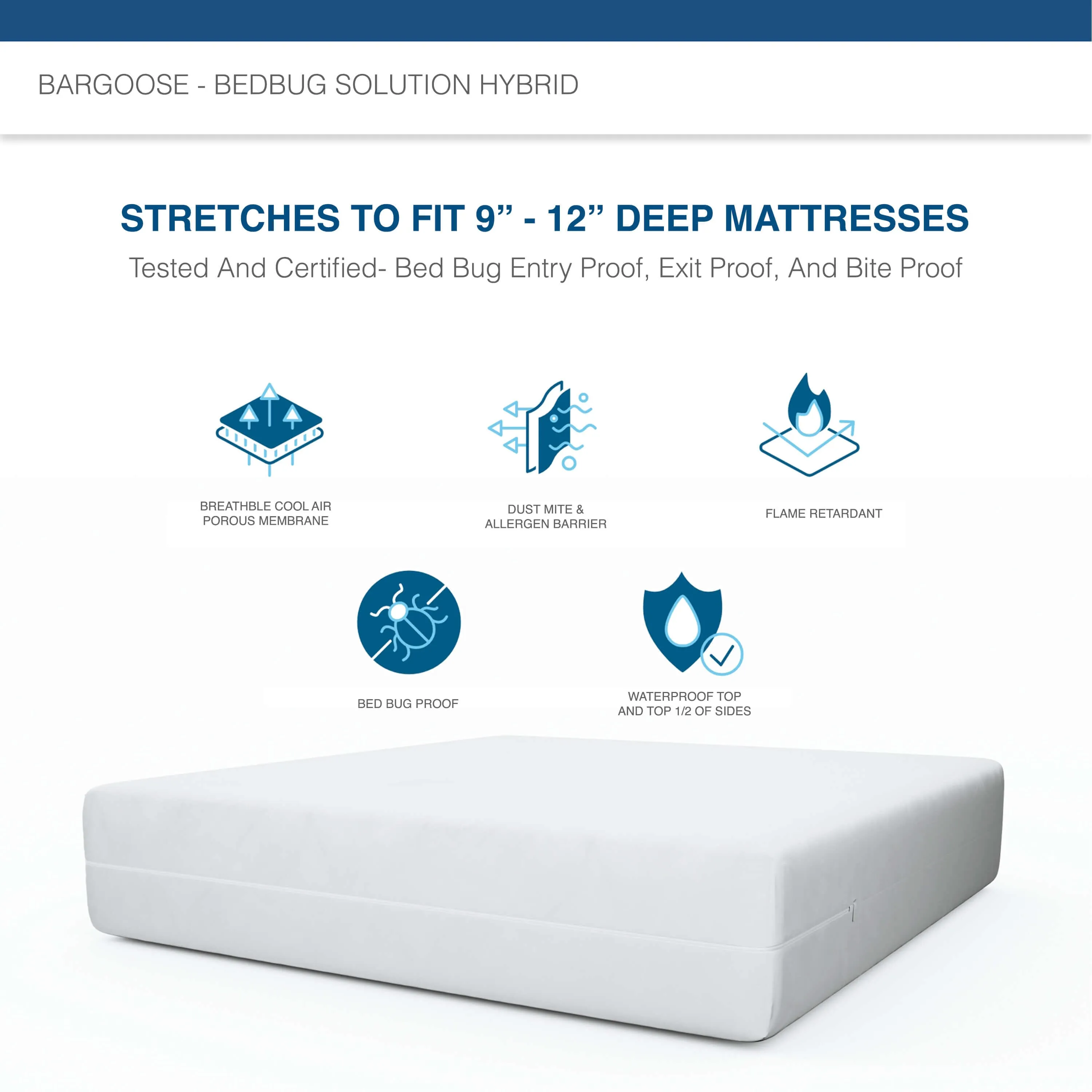 Hybrid Stretch Zippered Mattress Protector| Dorm Packages