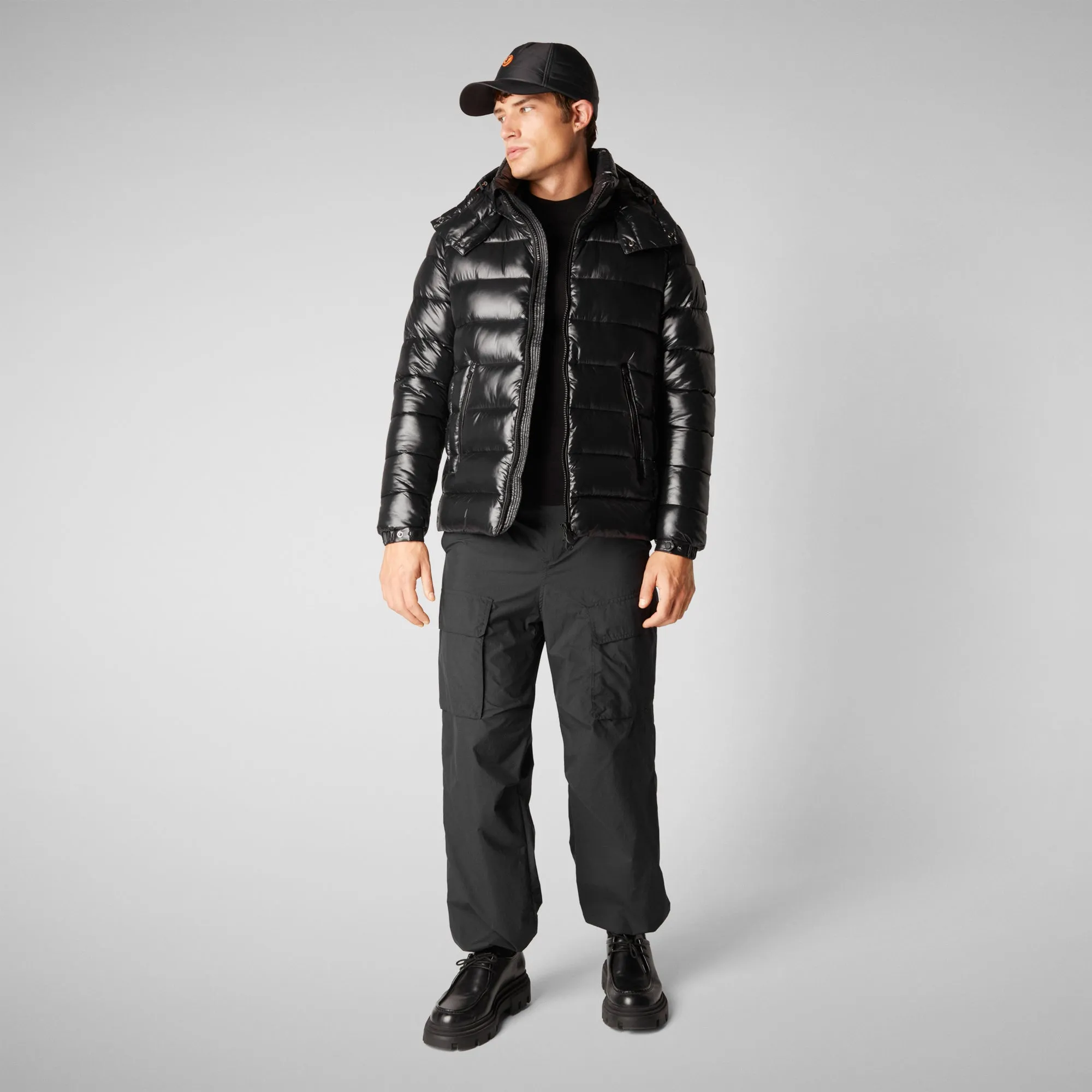 Men's Hooded Animal free Puffer Jacket Florian in Black
