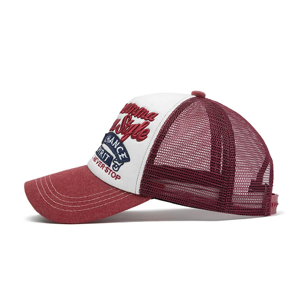 Mesh Trucker Hat Sport Baseball Cap Adjustable Suede Brim Visor Unisex Golf Dad Hat YZM0163