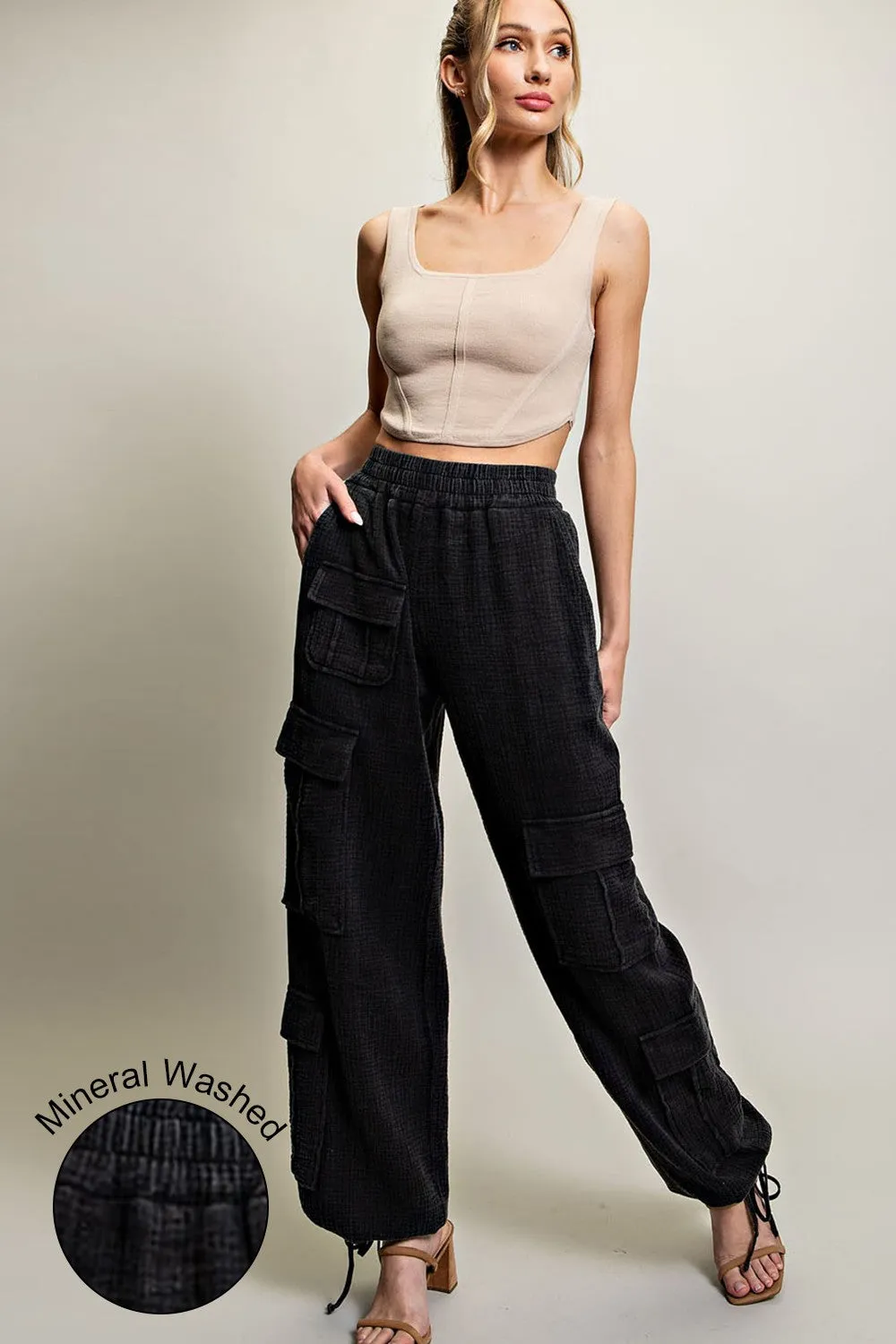 Mineral Washed Pocket Cargo Pants