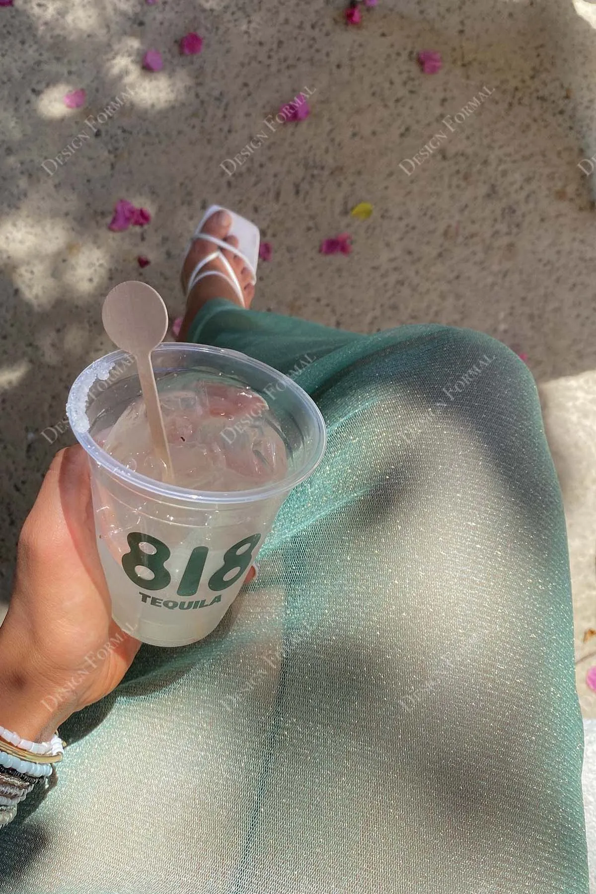 Mint Sheer Glitter Spaghetti Straps Cocktail Dress