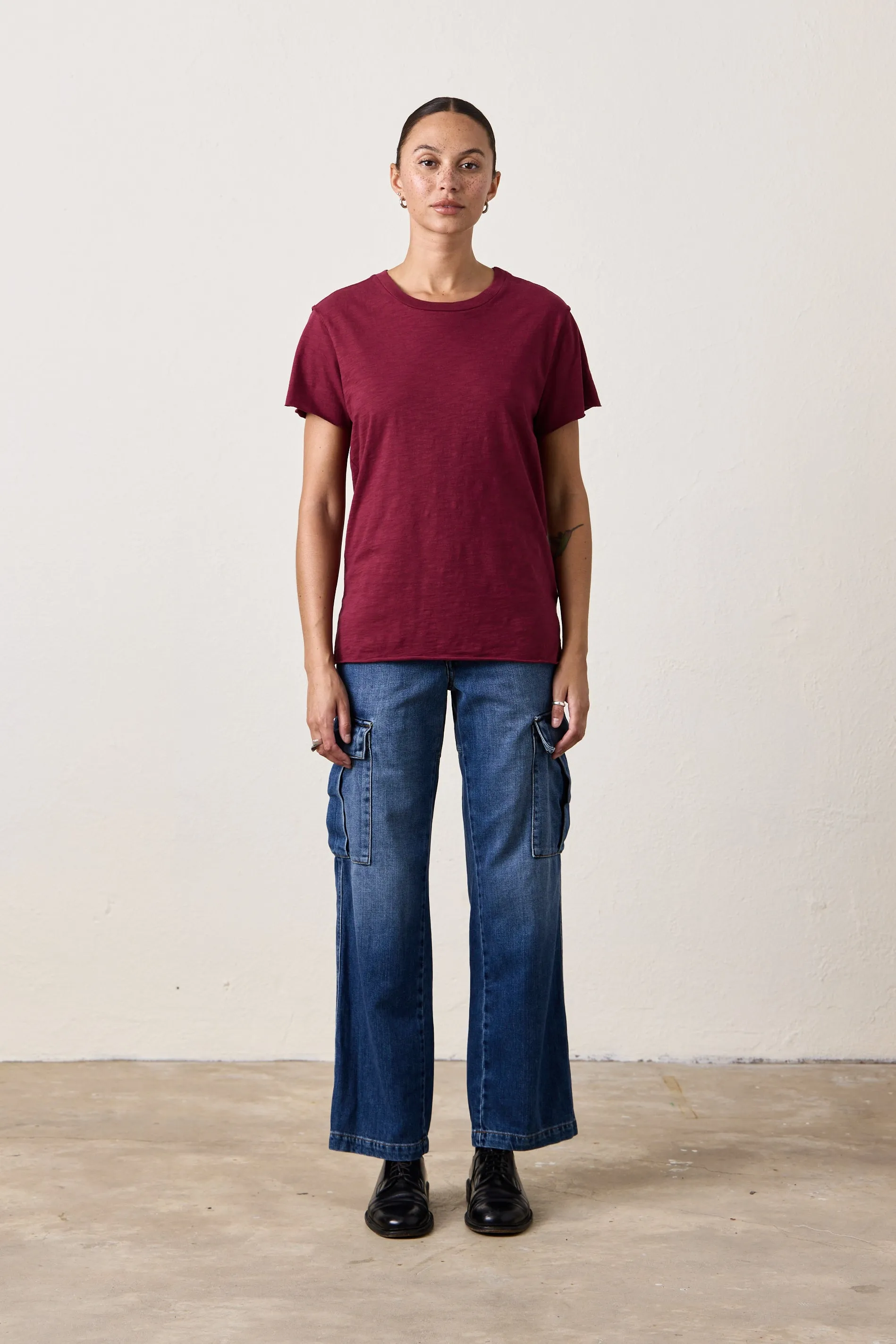 MOORE RELAXED SLUB JERSEY TEE/ DARK CHERRY