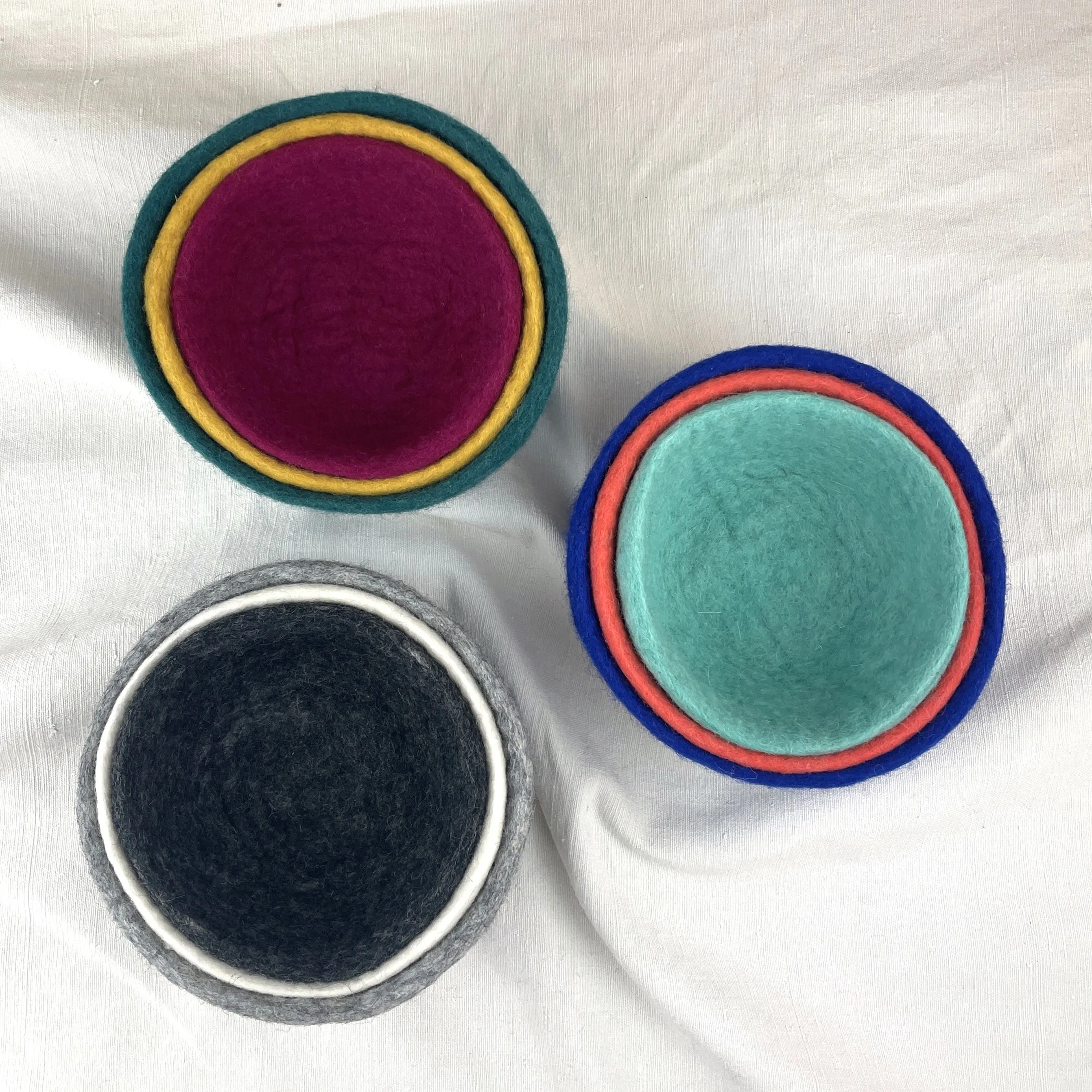 NEERJA Stacking Felt Trinket Pots 3pc Set (WS)